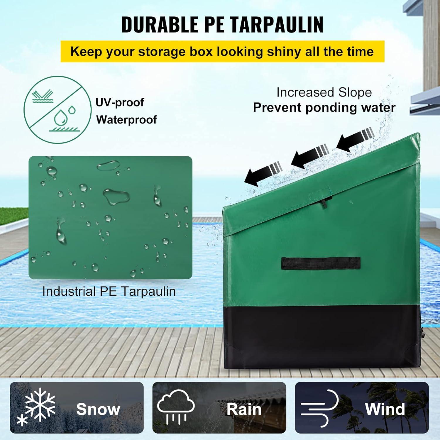imageVEVOR Deck Box 120 Gallon Outdoor Storage Box 563quot x 266quot x 238quot Waterproof PP Deckbox with Aluminum Alloy Padlock for Patio FurnitureGarden Tools Outdoor Cushions Gray150gal PE
