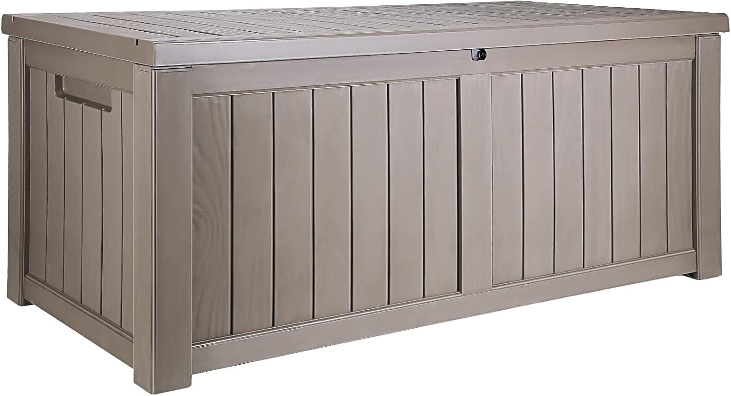 imageVEVOR Deck Box 120 Gallon Outdoor Storage Box 563quot x 266quot x 238quot Waterproof PP Deckbox with Aluminum Alloy Padlock for Patio FurnitureGarden Tools Outdoor Cushions Gray120gal
