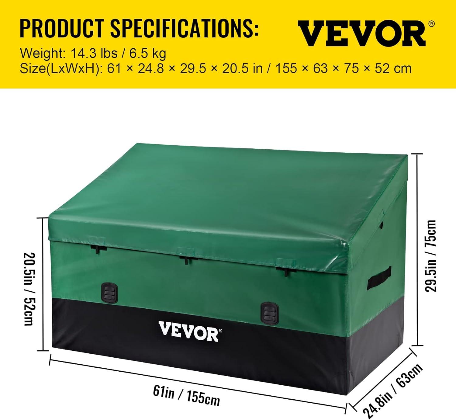 imageVEVOR Deck Box 120 Gallon Outdoor Storage Box 563quot x 266quot x 238quot Waterproof PP Deckbox with Aluminum Alloy Padlock for Patio FurnitureGarden Tools Outdoor Cushions Gray150gal PE