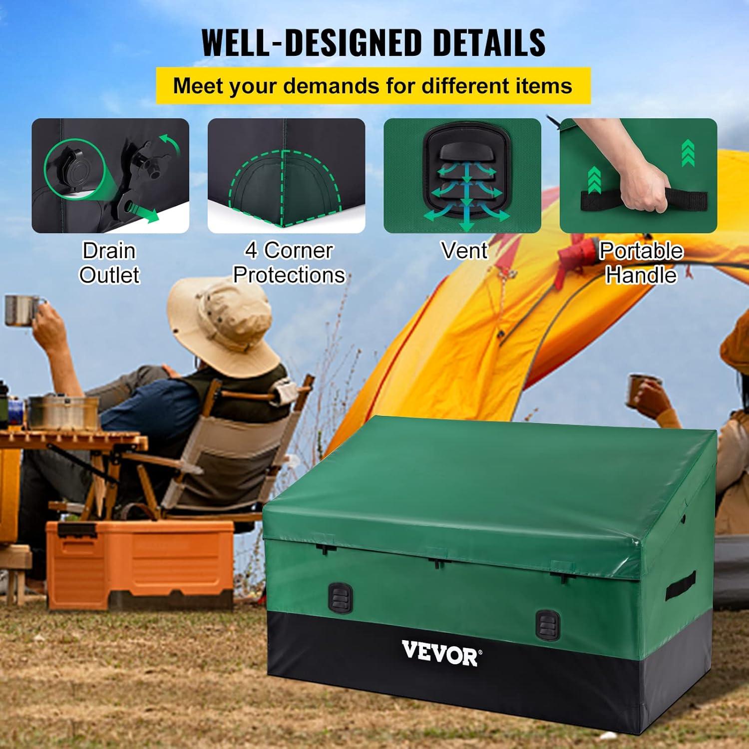 imageVEVOR Deck Box 120 Gallon Outdoor Storage Box 563quot x 266quot x 238quot Waterproof PP Deckbox with Aluminum Alloy Padlock for Patio FurnitureGarden Tools Outdoor Cushions Gray150gal PE