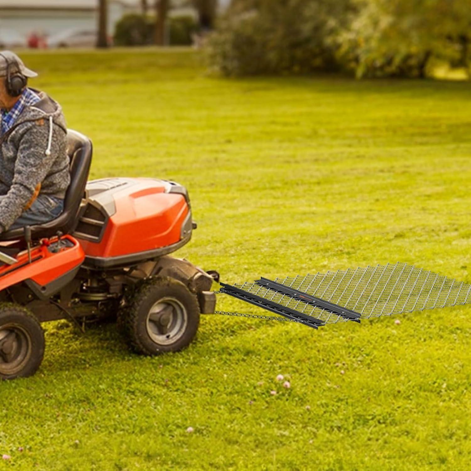 imageVEVOR Drag Harrow 4 x 5 ft Chain Harrow  Made from Q235 Steel UTV Tractor Attachments for Landscape Leveling or Sod Prepping Durable Harrow Rake for Gravel Driveway Farm Field Garden Black4 x 5