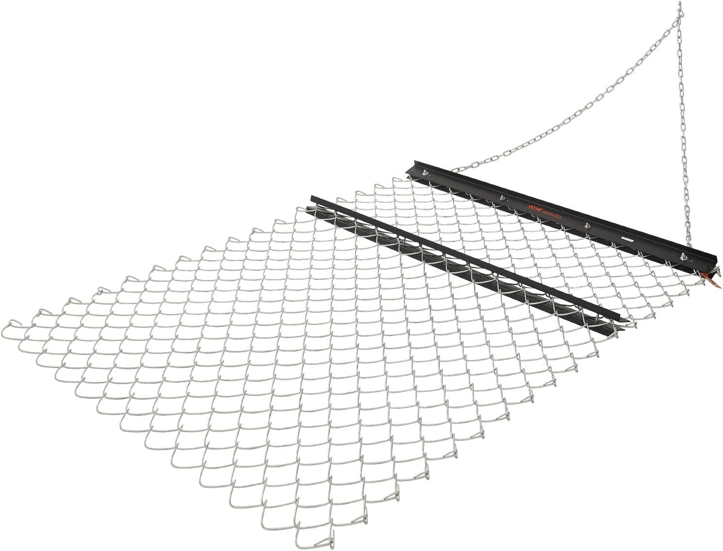 imageVEVOR Drag Harrow 4 x 5 ft Chain Harrow  Made from Q235 Steel UTV Tractor Attachments for Landscape Leveling or Sod Prepping Durable Harrow Rake for Gravel Driveway Farm Field Garden Black4 x 5 ft