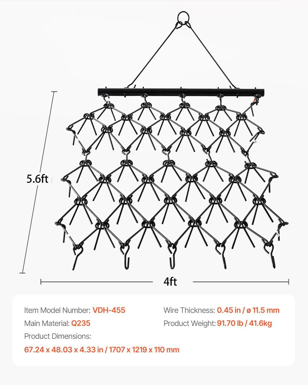imageVEVOR Drag Harrow 4 x 5 ft Chain Harrow  Made from Q235 Steel UTV Tractor Attachments for Landscape Leveling or Sod Prepping Durable Harrow Rake for Gravel Driveway Farm Field Garden Black4 x 56 ft