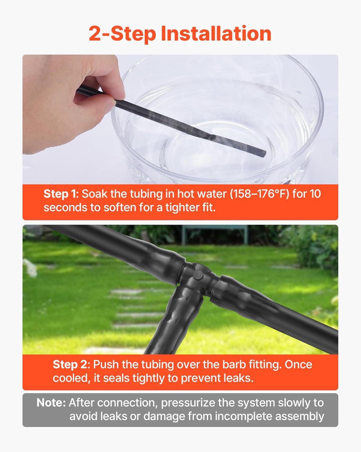 imageVEVOR Drip Irrigation Fittings Kit for 14quot Tubing 300 Pcs Drip Irrigation System Parts Tees Straight Barb 4 Way Coupling Elbows End Plug Single Barbs Barbed Connectors for Yard Garden Lawn