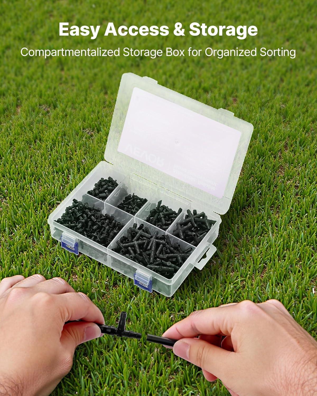 imageVEVOR Drip Irrigation Fittings Kit for 14quot Tubing 300 Pcs Drip Irrigation System Parts Tees Straight Barb 4 Way Coupling Elbows End Plug Single Barbs Barbed Connectors for Yard Garden Lawn