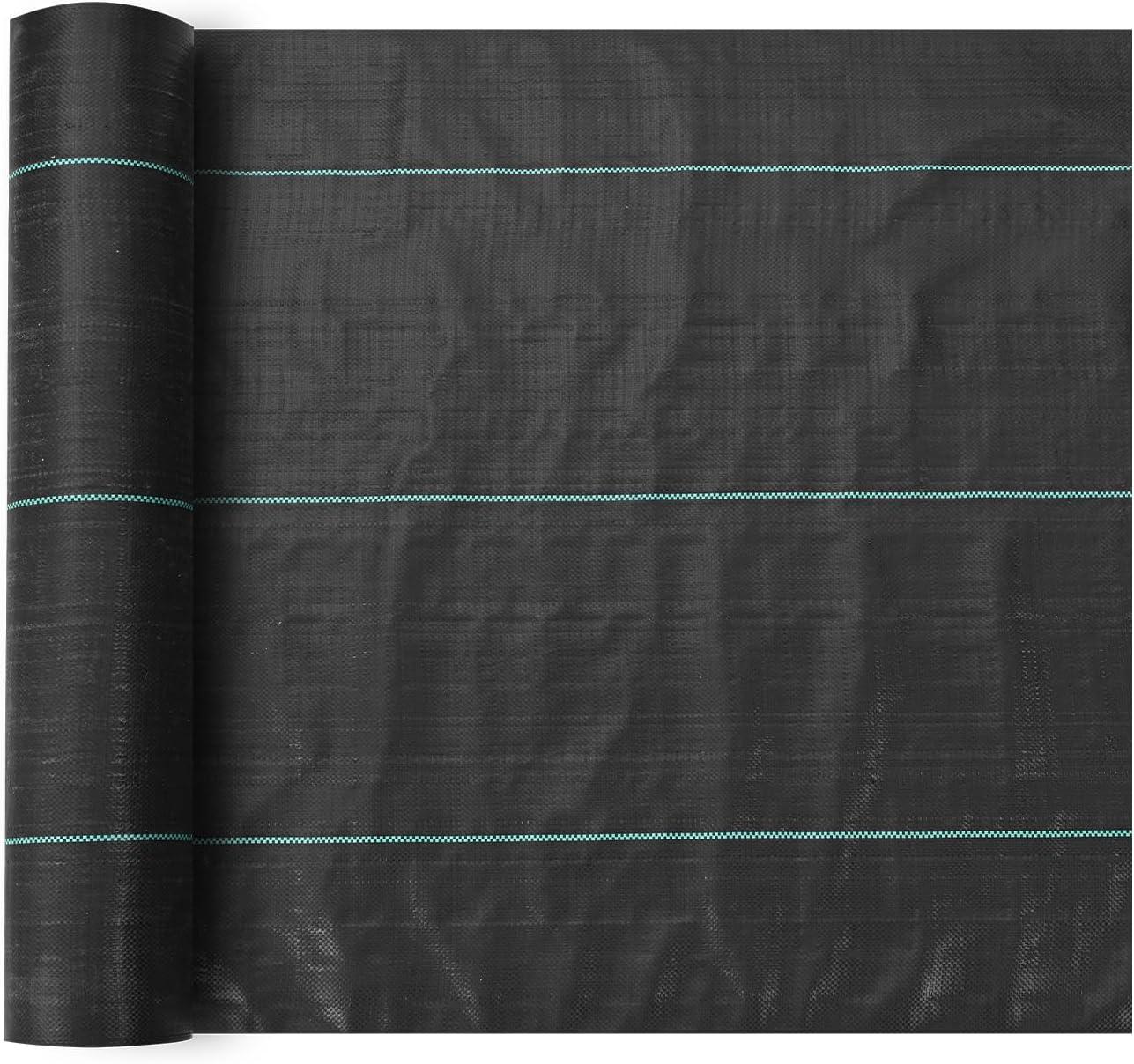 imageVEVOR Driveway Fabric Heavy Duty 6x300ft 3oz Woven Landscape Fabric Garden Weed Barrier Fabric Weed Control Fabric Geotextile Fabric for Landscaping Ground Cover Weed Block Gardening Mat BlackWoven