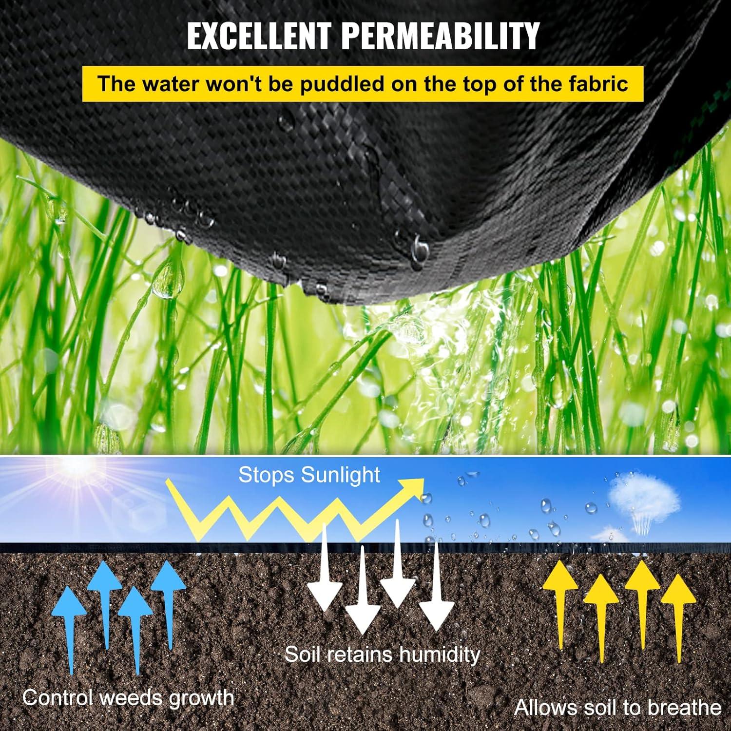 imageVEVOR Driveway Fabric Heavy Duty 6x300ft 3oz Woven Landscape Fabric Garden Weed Barrier Fabric Weed Control Fabric Geotextile Fabric for Landscaping Ground Cover Weed Block Gardening Mat BlackWoven