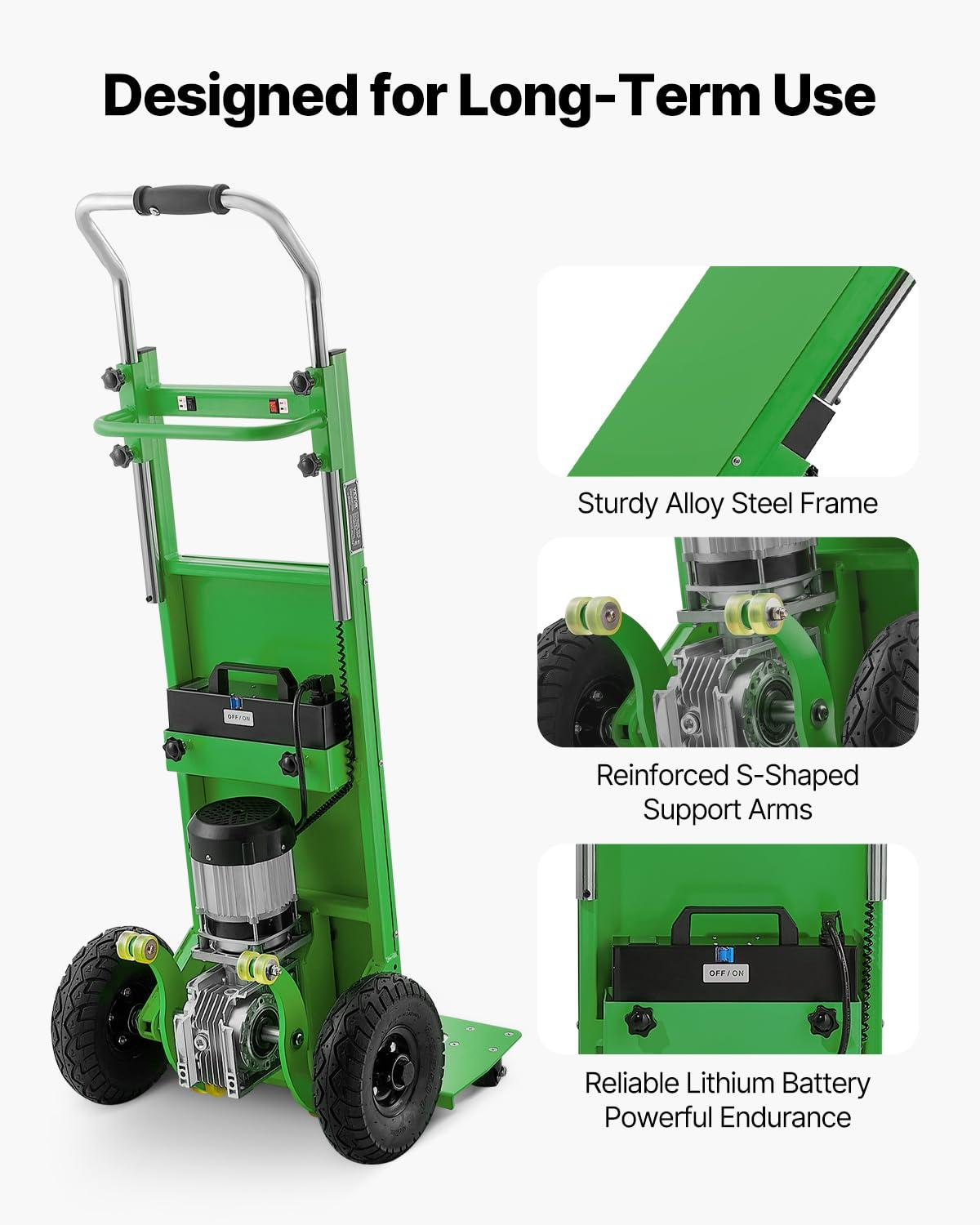 imageVEVOR Electric Stair Climbing Dolly 880lbs Electric Stair Climbing Hand Trucks with 1575in Rope ampamp Extendable Handle Heavy Duty Stair Climber for Warehouse Logistics Moving FurnitureBlueGreen