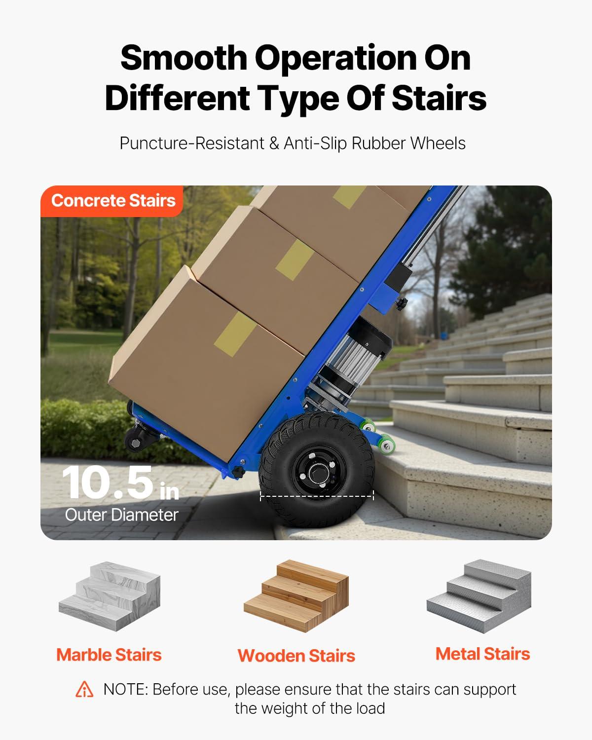 imageVEVOR Electric Stair Climbing Dolly 880lbs Electric Stair Climbing Hand Trucks with 1575in Rope ampamp Extendable Handle Heavy Duty Stair Climber for Warehouse Logistics Moving FurnitureBlueBlue