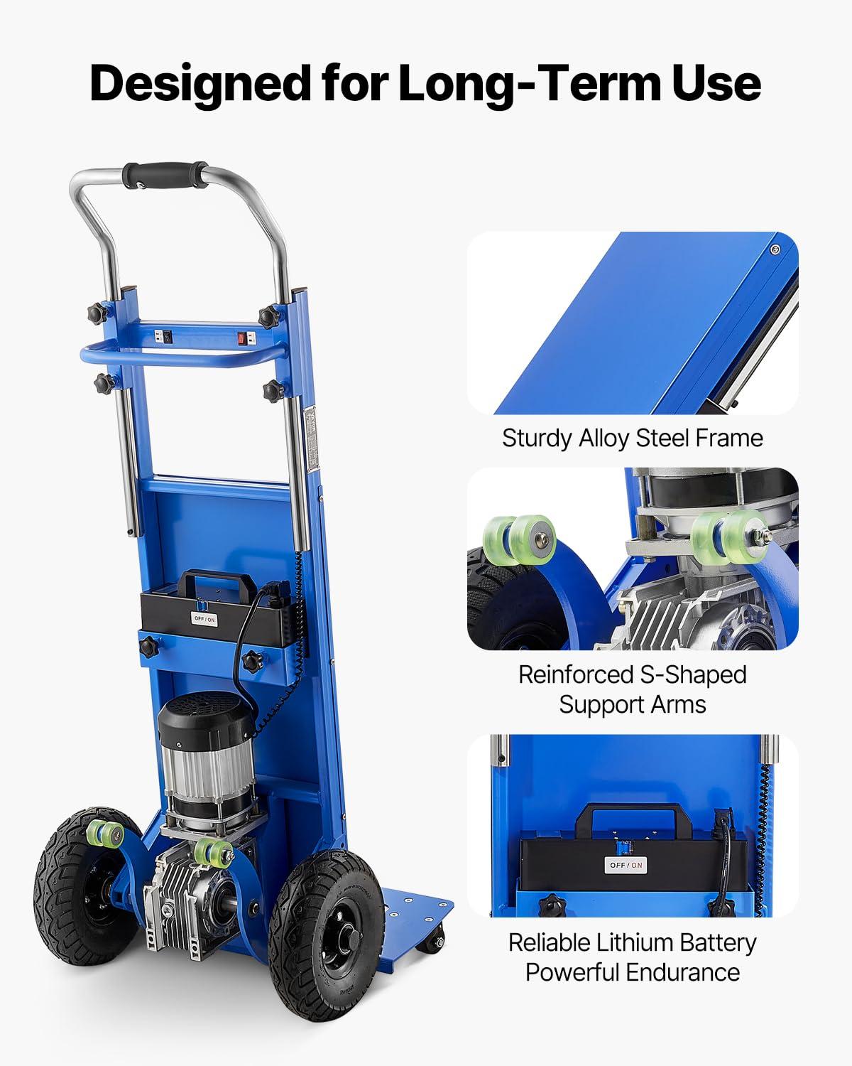 imageVEVOR Electric Stair Climbing Dolly 880lbs Electric Stair Climbing Hand Trucks with 1575in Rope ampamp Extendable Handle Heavy Duty Stair Climber for Warehouse Logistics Moving FurnitureBlueBlue