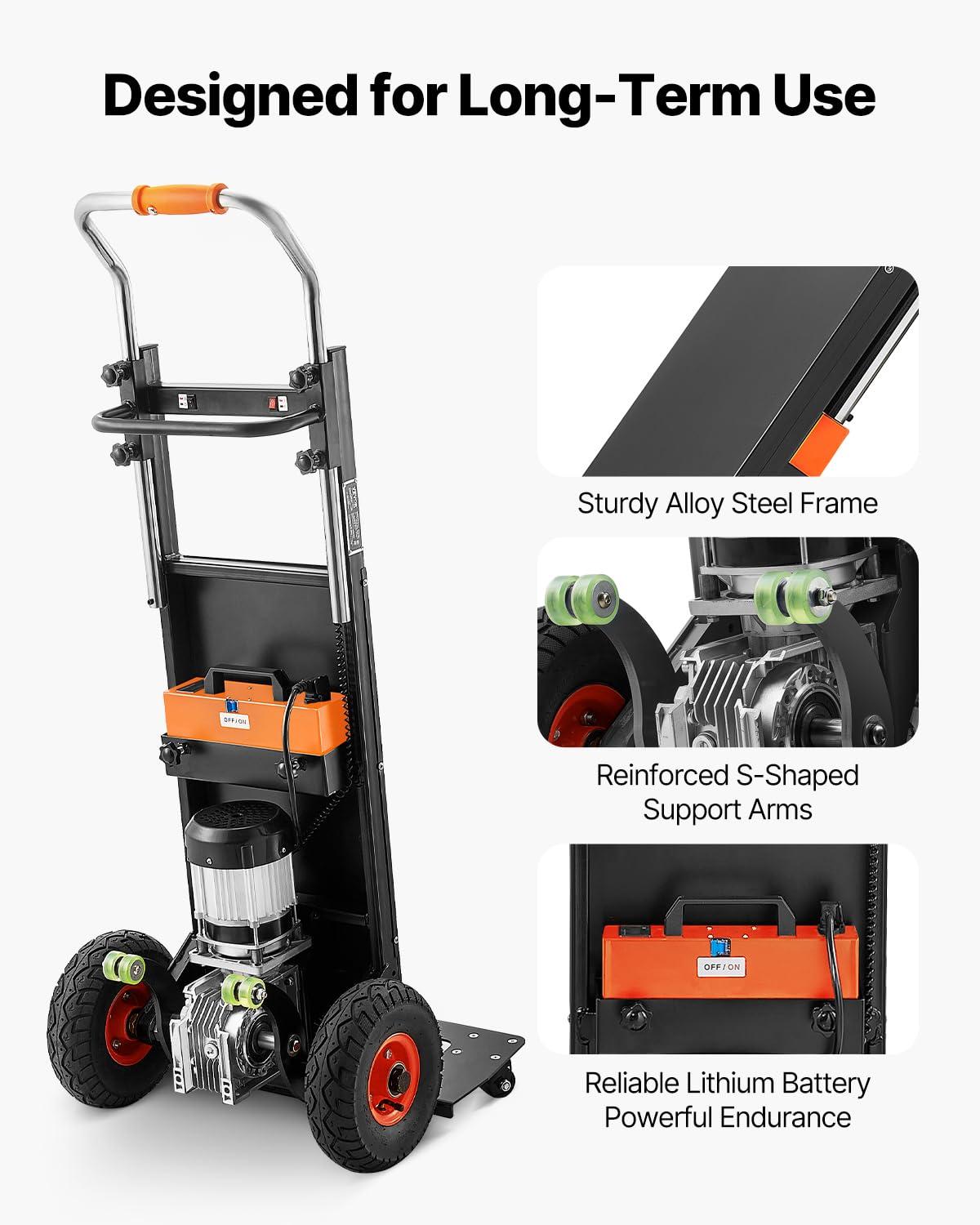 imageVEVOR Electric Stair Climbing Dolly 880lbs Electric Stair Climbing Hand Trucks with 1575in Rope ampamp Extendable Handle Heavy Duty Stair Climber for Warehouse Logistics Moving FurnitureBlueBlack