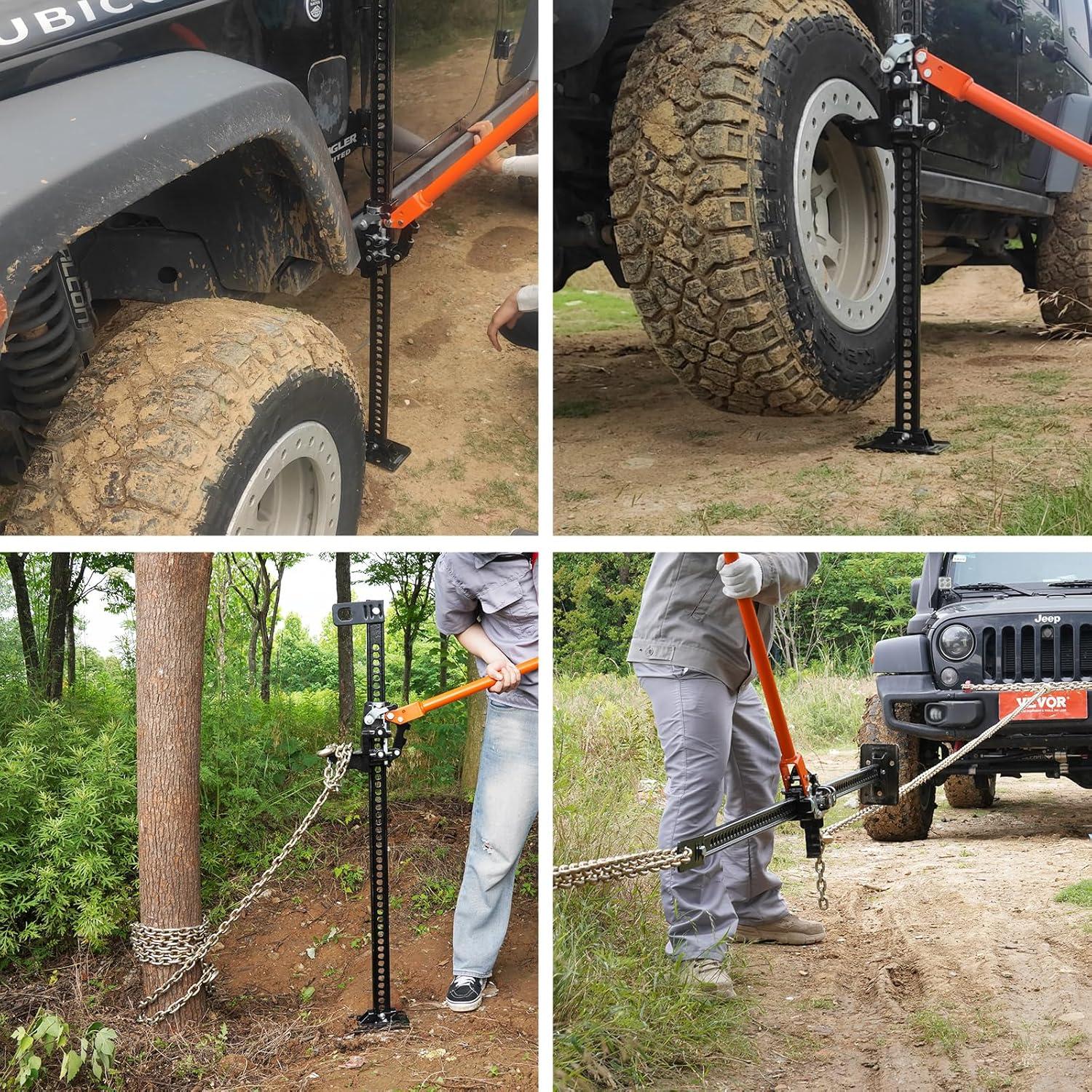 imageVEVOR Farm Jack60quot Utility High Lift Farm Jack 7000 lbs Capacity Ratcheting Off Road Utility Jack HeavyDuty Farm Jack for Tractor Truck SUV Bumper Lift Orange60 inch