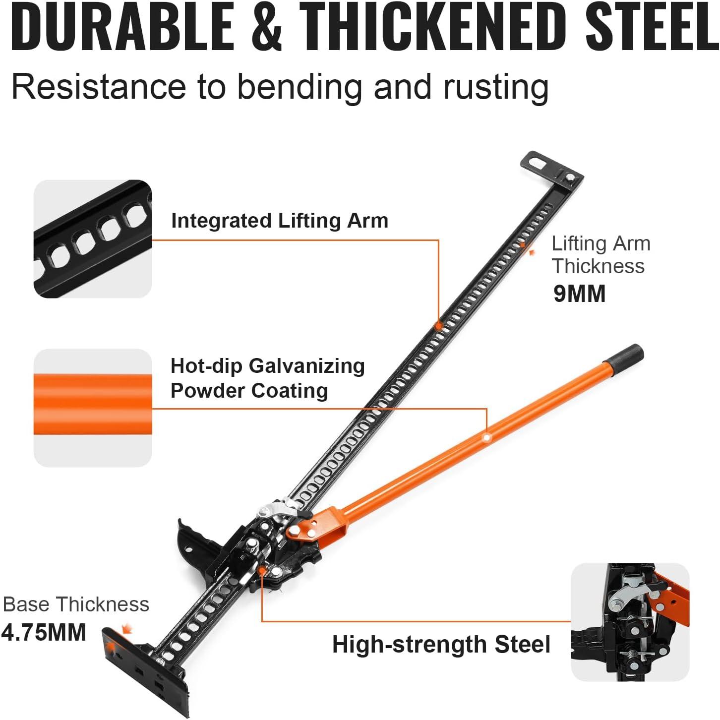 imageVEVOR Farm Jack60quot Utility High Lift Farm Jack 7000 lbs Capacity Ratcheting Off Road Utility Jack HeavyDuty Farm Jack for Tractor Truck SUV Bumper Lift Orange60 inch
