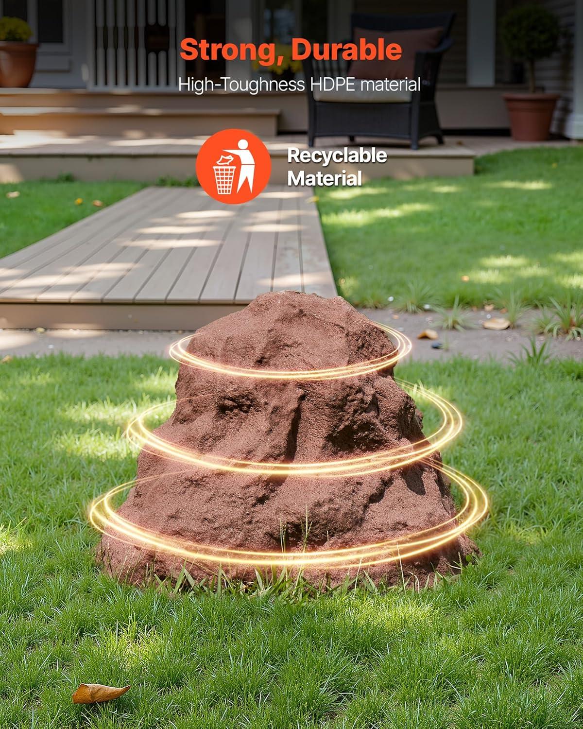 imageVEVOR Faux Rock Cover Outdoor Fake Rock Well Pump Cover Realistic Natural Texture Lightweight ampamp WeatherResistant Artificial Boulder for Landscaping Garden Yard Dcor Sandy Brown Small SizeIrregular conesmall sizebrown