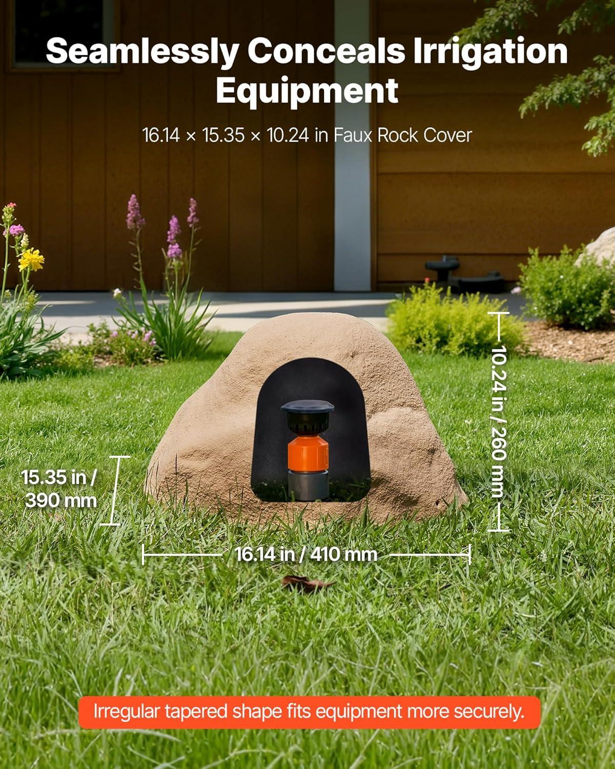 imageVEVOR Faux Rock Cover Outdoor Fake Rock Well Pump Cover Realistic Natural Texture Lightweight ampamp WeatherResistant Artificial Boulder for Landscaping Garden Yard Dcor Sandy Brown Small SizeIrregular conesmall sizesandy color