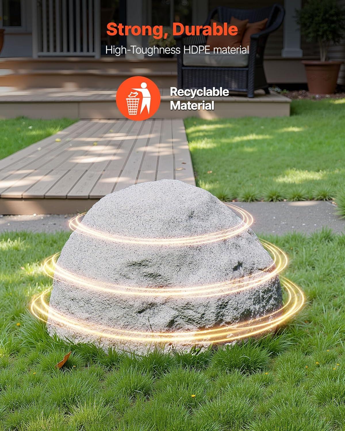 imageVEVOR Faux Rock Cover Outdoor Fake Rock Well Pump Cover Realistic Natural Texture Lightweight ampamp WeatherResistant Artificial Boulder for Landscaping Garden Yard Dcor Sandy Brown Small SizeIrregular conesmall sizelight grey