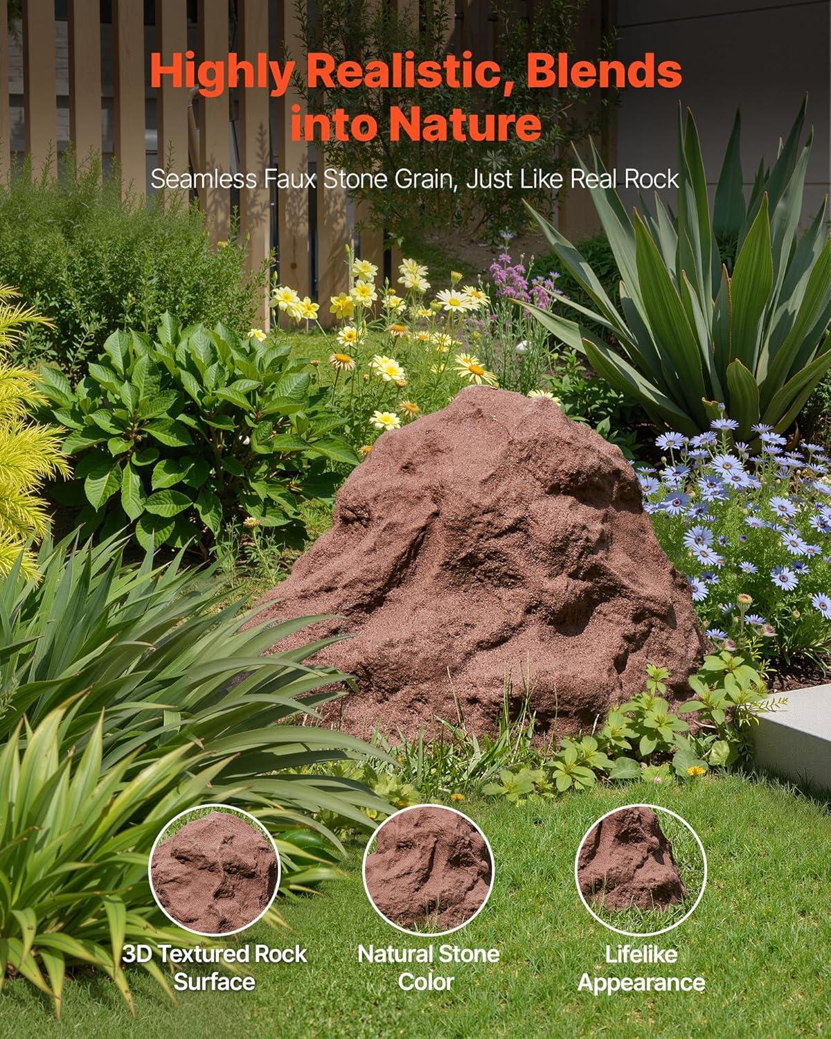 imageVEVOR Faux Rock Cover Outdoor Fake Rock Well Pump Cover Realistic Natural Texture Lightweight ampamp WeatherResistant Artificial Boulder for Landscaping Garden Yard Dcor Sandy Brown Small SizeIrregular conesmall sizebrown