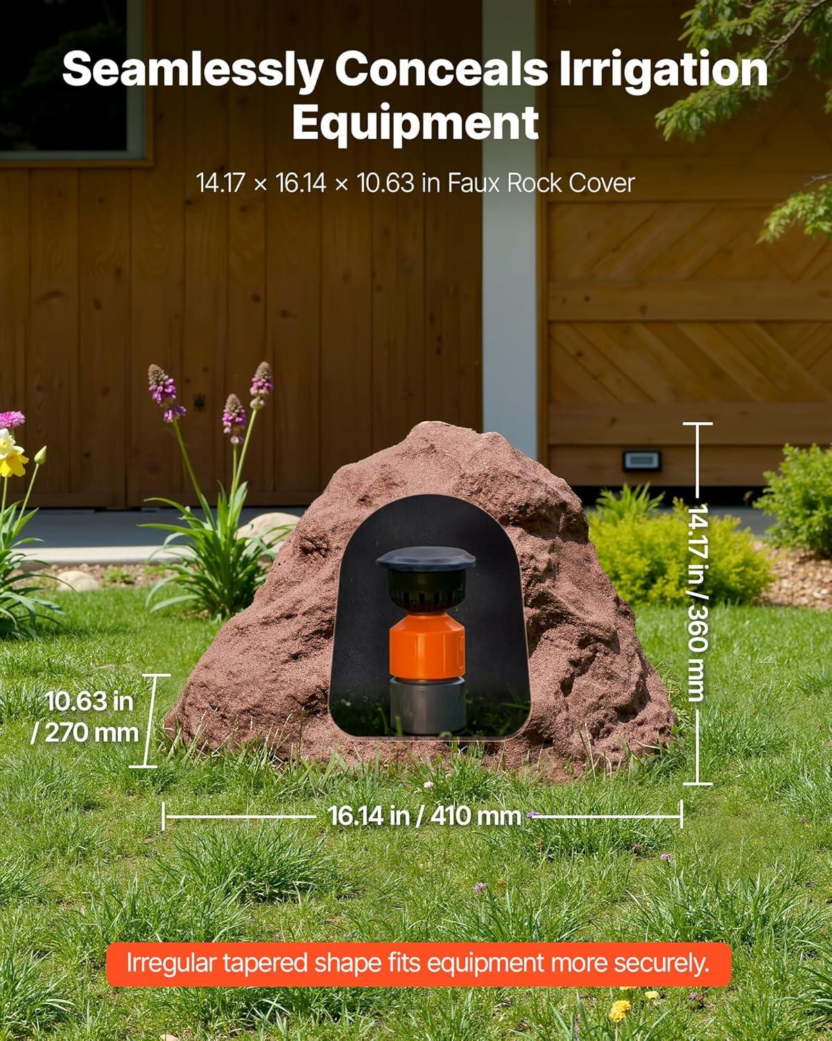 imageVEVOR Faux Rock Cover Outdoor Fake Rock Well Pump Cover Realistic Natural Texture Lightweight ampamp WeatherResistant Artificial Boulder for Landscaping Garden Yard Dcor Sandy Brown Small SizeIrregular conesmall sizebrown