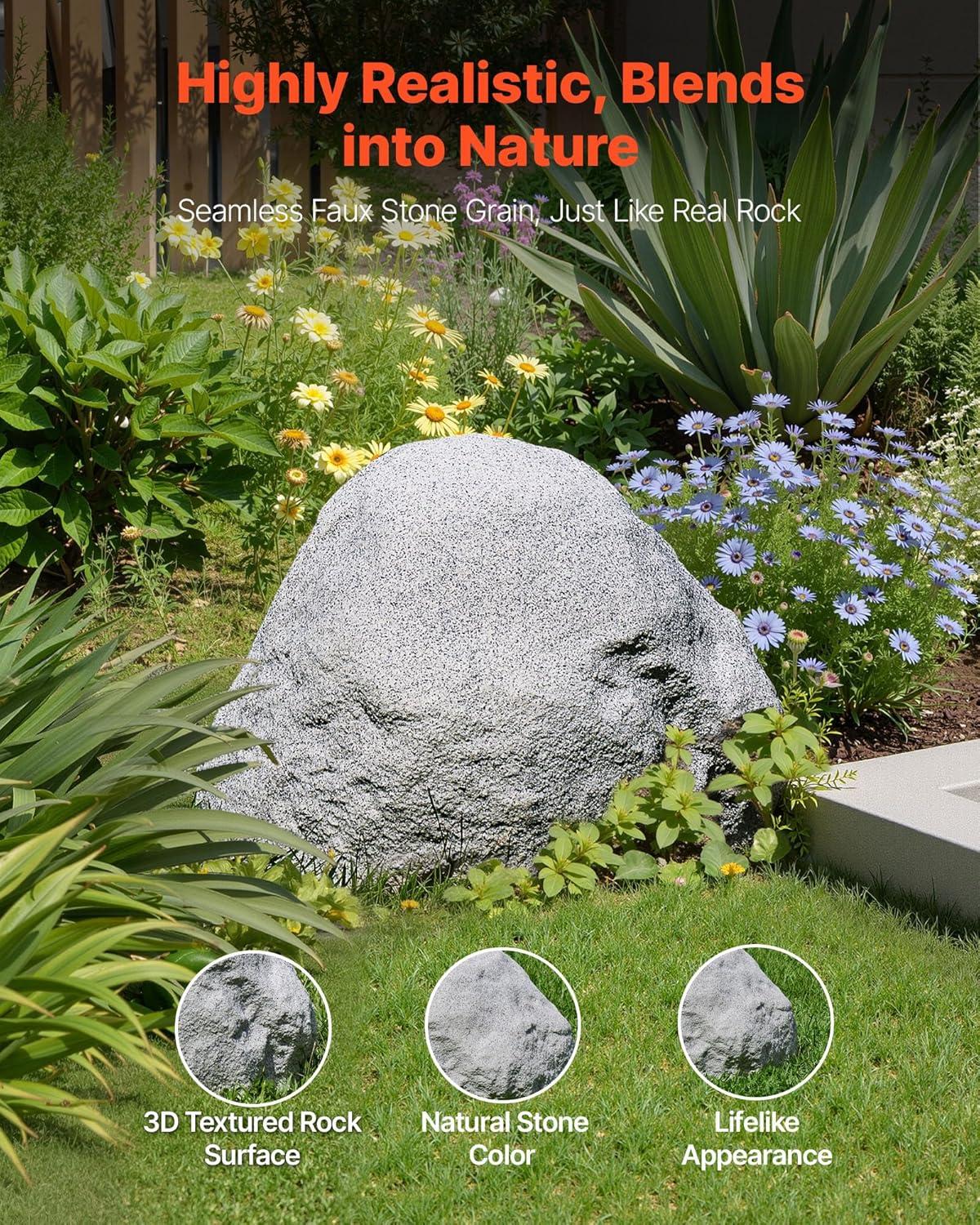 imageVEVOR Faux Rock Cover Outdoor Fake Rock Well Pump Cover Realistic Natural Texture Lightweight ampamp WeatherResistant Artificial Boulder for Landscaping Garden Yard Dcor Sandy Brown Small SizeIrregular conesmall sizelight grey
