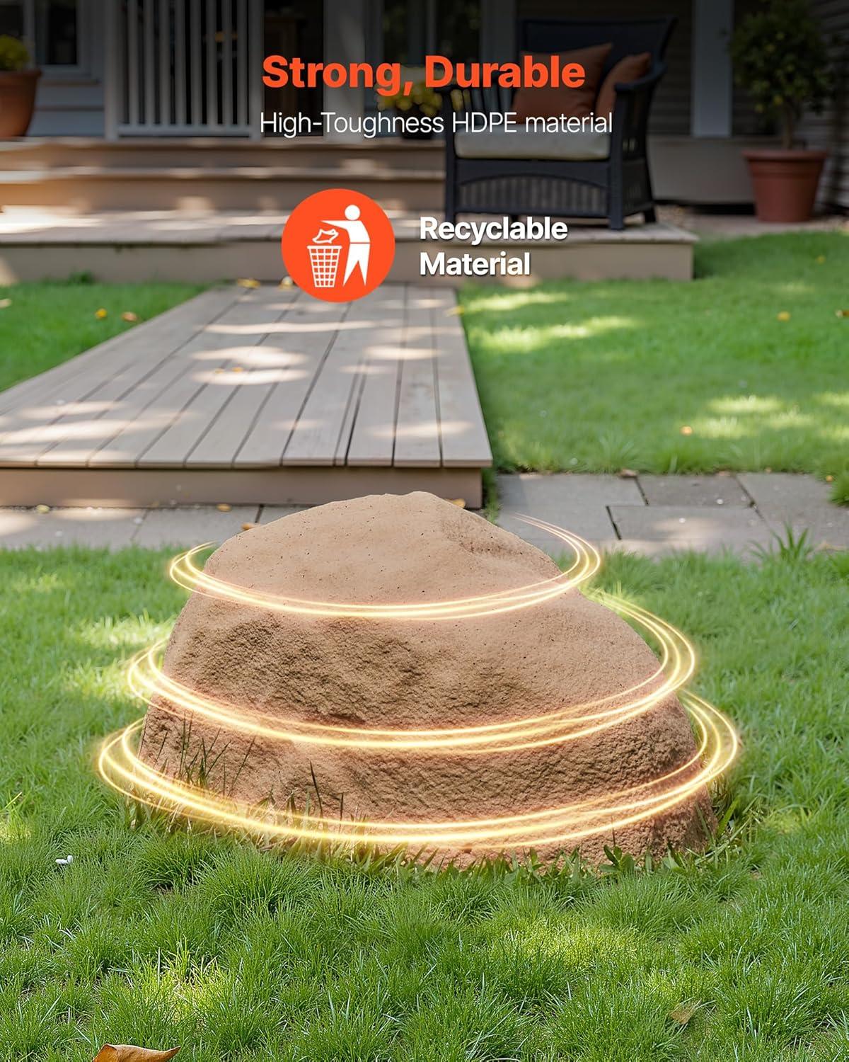 imageVEVOR Faux Rock Cover Outdoor Fake Rock Well Pump Cover Realistic Natural Texture Lightweight ampamp WeatherResistant Artificial Boulder for Landscaping Garden Yard Dcor Sandy Brown Small SizeIrregular ovalsmall sizesandy yellow