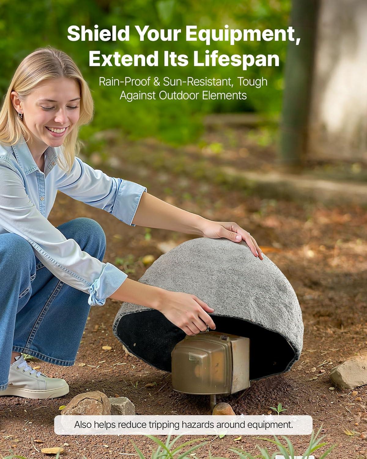 imageVEVOR Faux Rock Cover Outdoor Fake Rock Well Pump Cover Realistic Natural Texture Lightweight ampamp WeatherResistant Artificial Boulder for Landscaping Garden Yard Dcor Sandy Brown Small SizeIrregular conesmall sizelight grey