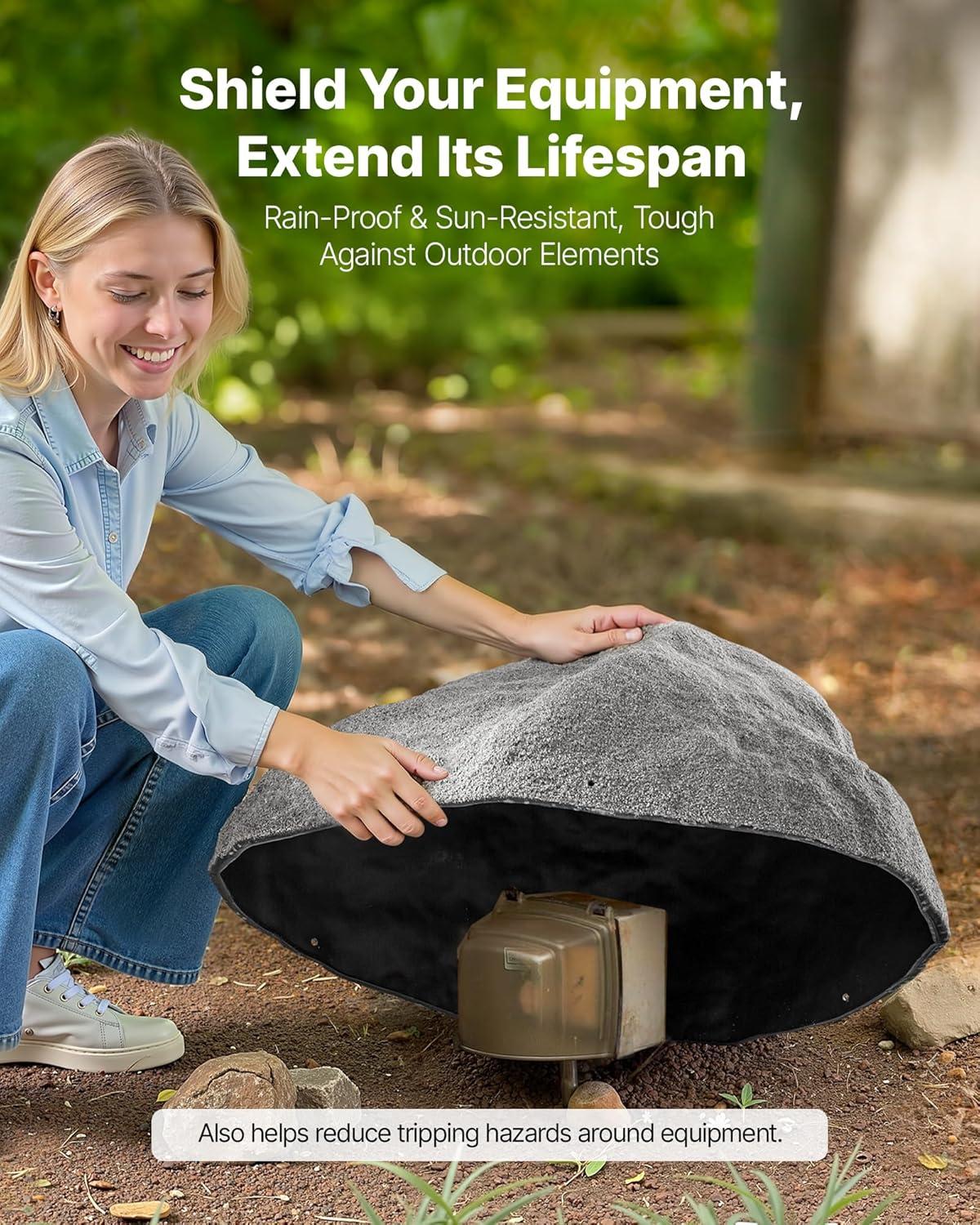 imageVEVOR Faux Rock Cover Outdoor Fake Rock Well Pump Cover Realistic Natural Texture Lightweight ampamp WeatherResistant Artificial Boulder for Landscaping Garden Yard Dcor Sandy Brown Small SizeIrregular ovalMediumdark grey