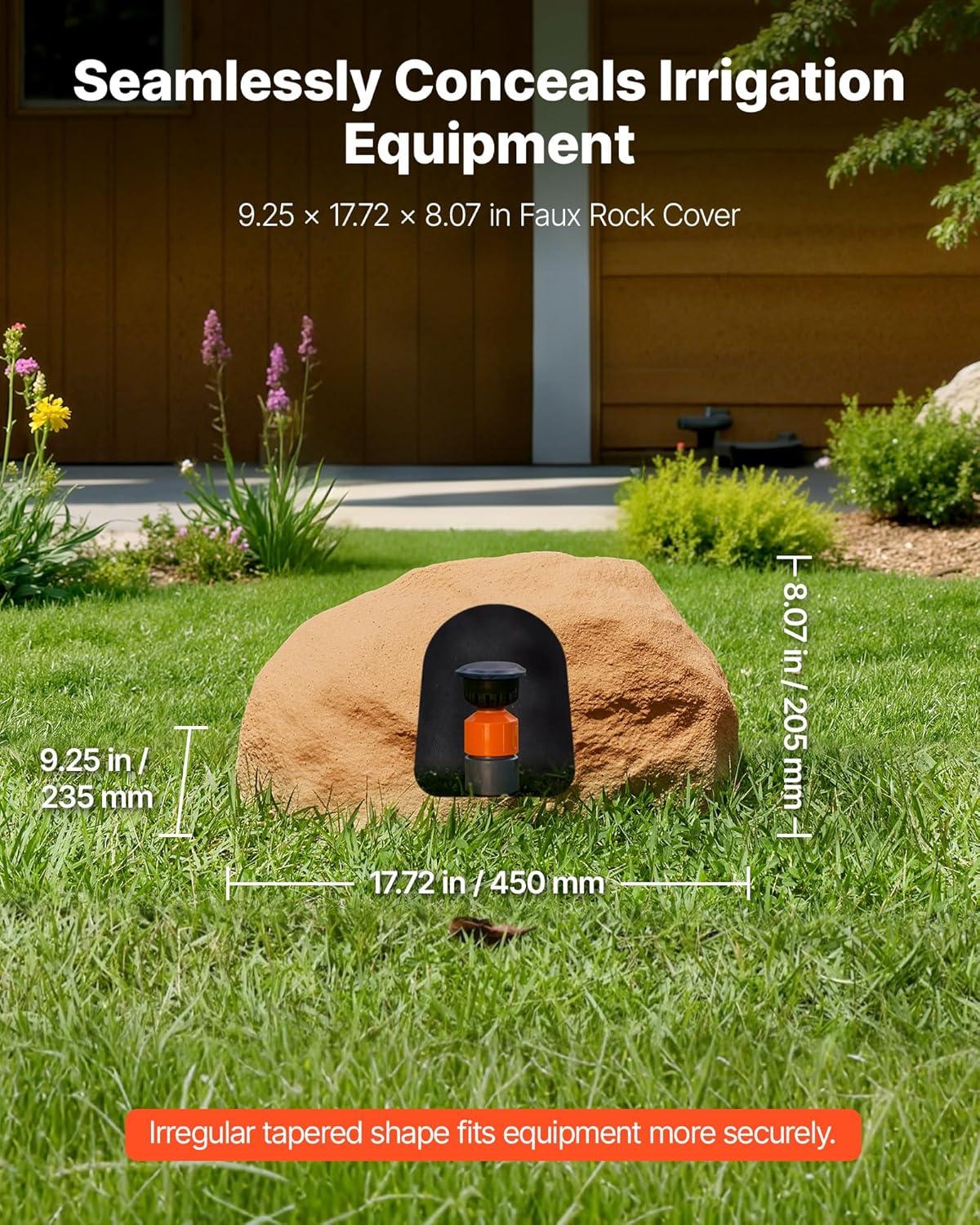 imageVEVOR Faux Rock Cover Outdoor Fake Rock Well Pump Cover Realistic Natural Texture Lightweight ampamp WeatherResistant Artificial Boulder for Landscaping Garden Yard Dcor Sandy Brown Small SizeIrregular ovalsmall sizesandy yellow