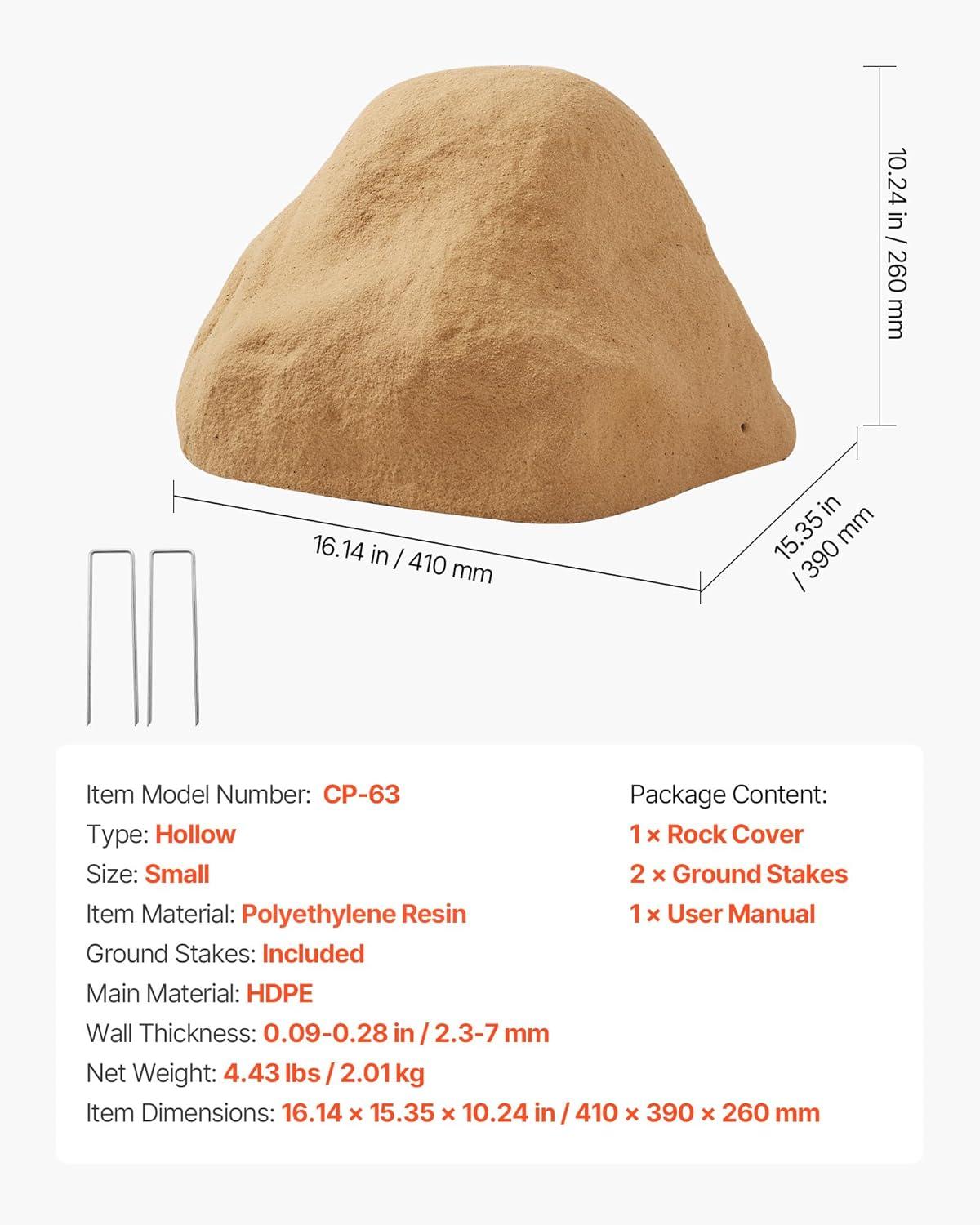 imageVEVOR Faux Rock Cover Outdoor Fake Rock Well Pump Cover Realistic Natural Texture Lightweight ampamp WeatherResistant Artificial Boulder for Landscaping Garden Yard Dcor Sandy Brown Small SizeIrregular conesmall sizesandy color