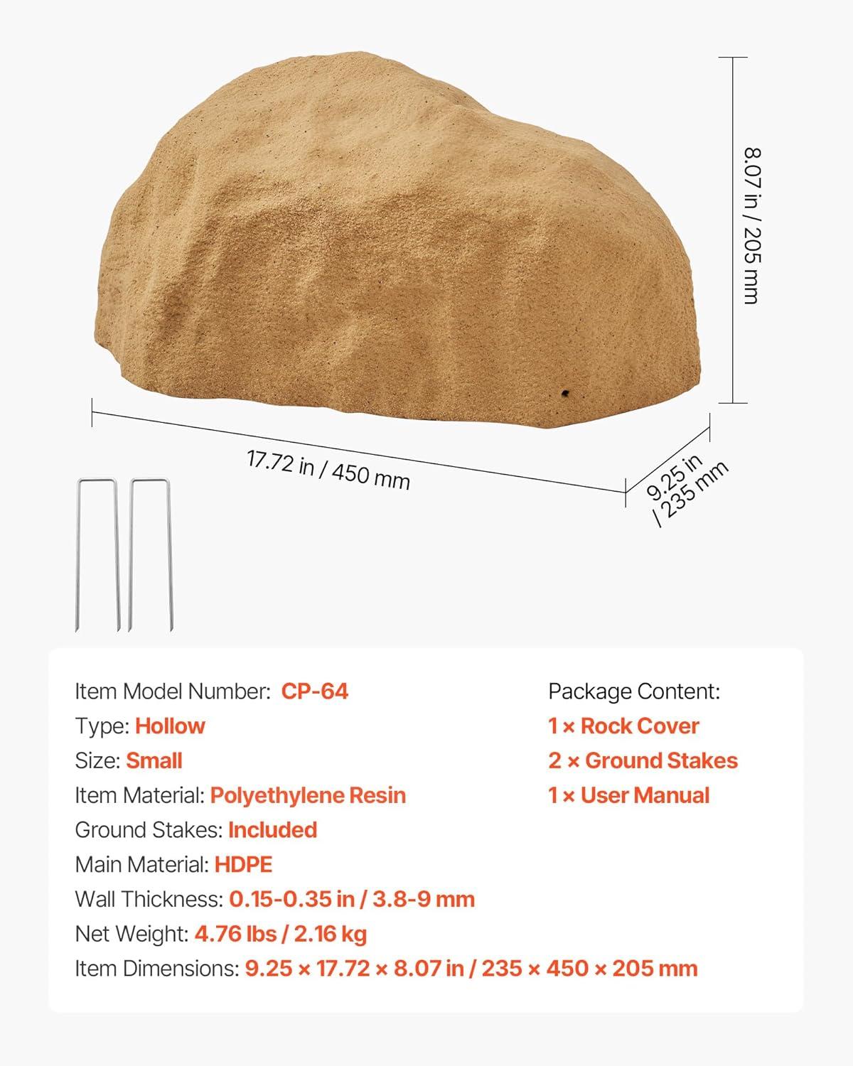 imageVEVOR Faux Rock Cover Outdoor Fake Rock Well Pump Cover Realistic Natural Texture Lightweight ampamp WeatherResistant Artificial Boulder for Landscaping Garden Yard Dcor Sandy Brown Small SizeIrregular ovalsmall sizesandy yellow