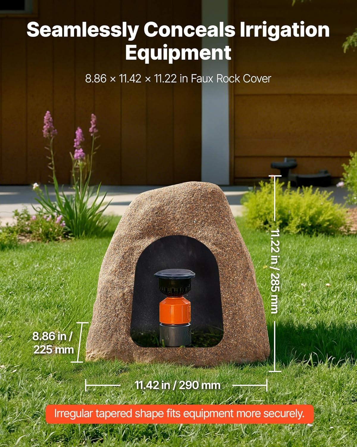 imageVEVOR Faux Rock Cover Outdoor Fake Rock Well Pump Cover Realistic Natural Texture Lightweight ampamp WeatherResistant Artificial Boulder for Landscaping Garden Yard Dcor Sandy Brown Small SizeIrregular conesmall sizesandy yellow