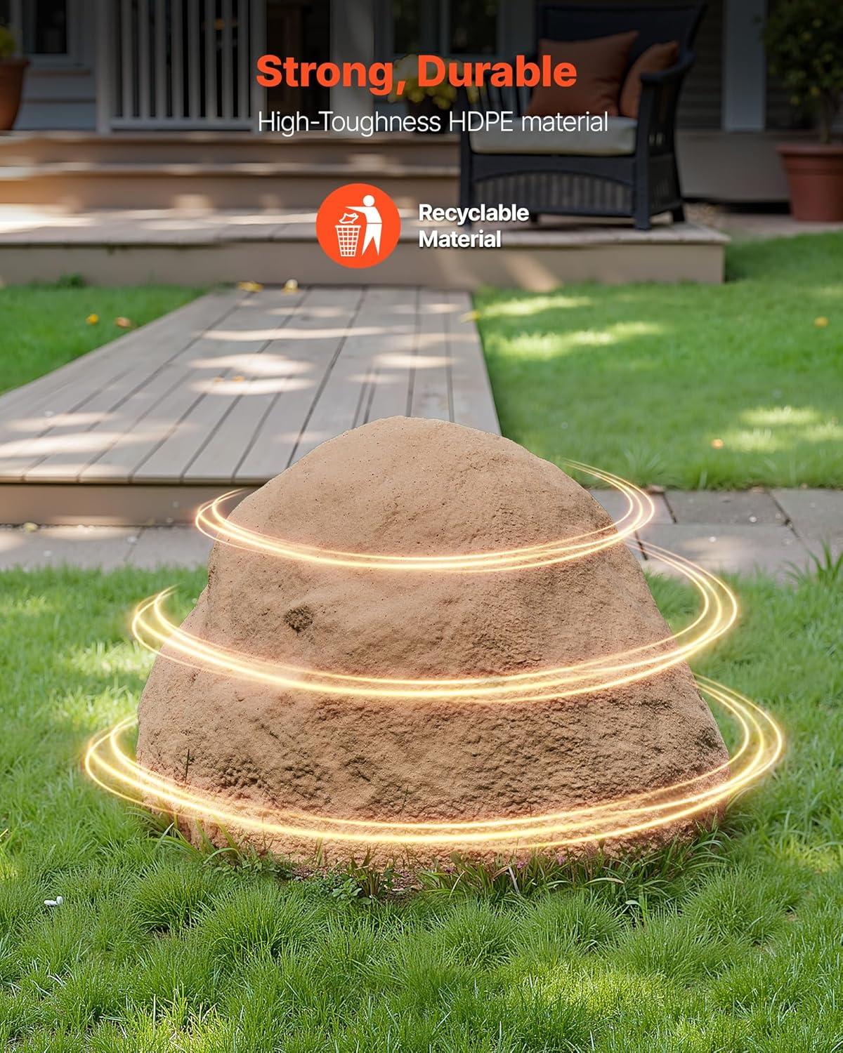 imageVEVOR Faux Rock Cover Outdoor Fake Rock Well Pump Cover Realistic Natural Texture Lightweight ampamp WeatherResistant Artificial Boulder for Landscaping Garden Yard Dcor Sandy Brown Small SizeIrregular ovalMedium sizesandy yellow
