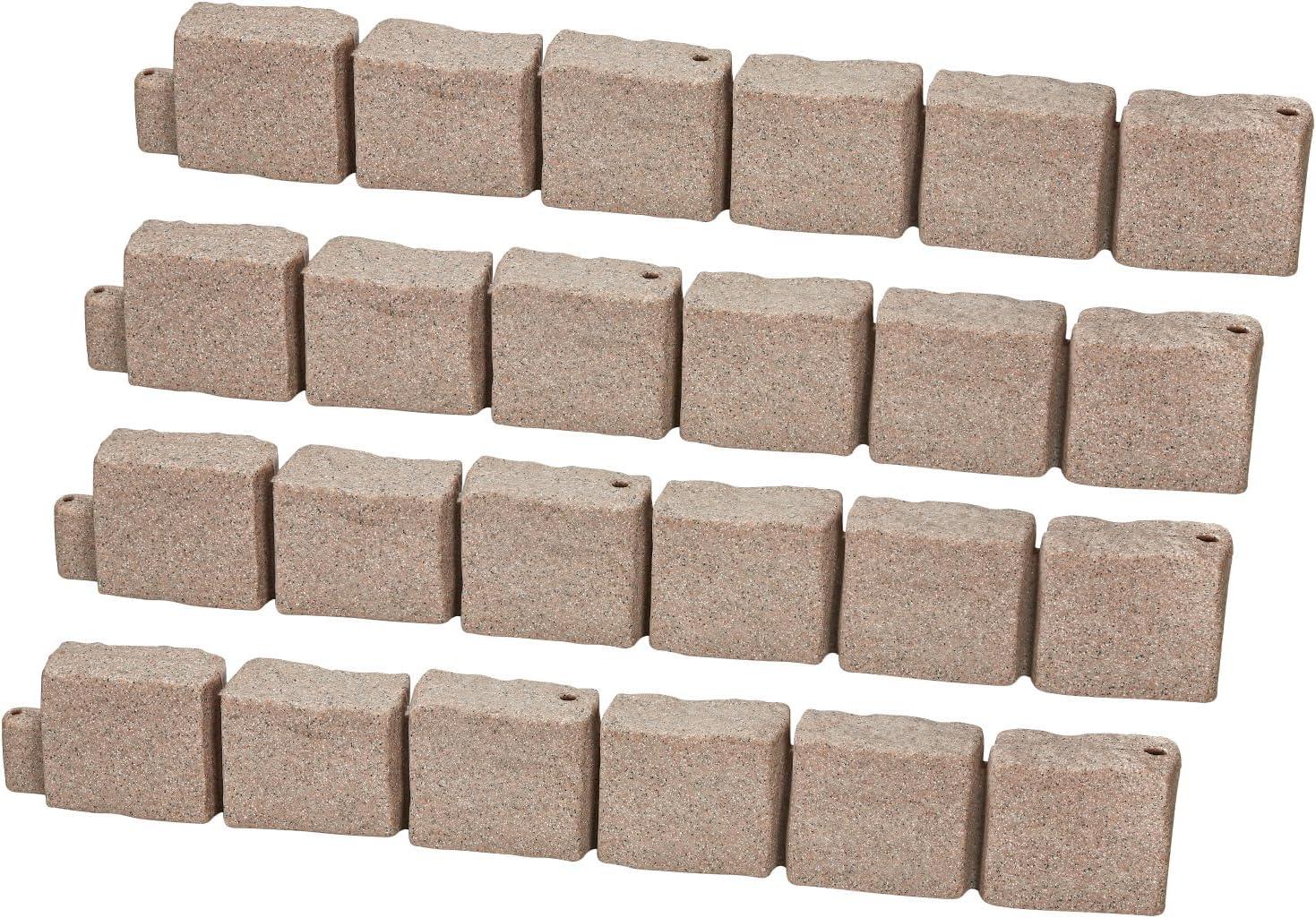 imageVEVOR Faux Stone Landscape Edging No Dig Garden Edging Border Flexible Blocks for Lawn Edging Flower Beds Driveway Yards with 12 Spikes 4 Pack 24 Bricks 16FT Kit 472quot Lx 4quot W x 9quot H BeigeBeige