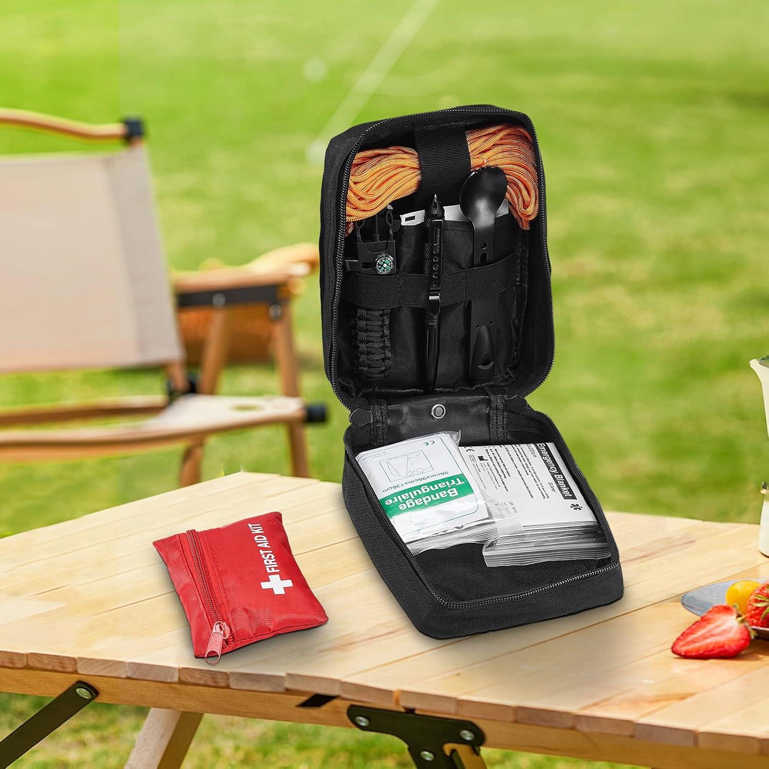 imageVEVOR First Aid Kit 500 Pieces 600D Nylon Large Survival First Aid Bag Emergency Medical Supplies for Home Car Office Travel Camping Truck Hiking Sports Vehicle and Outdoor EmergenciesBlack