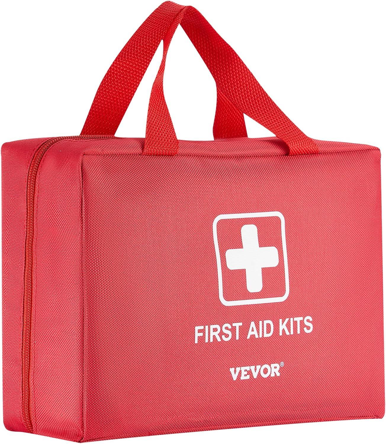 imageVEVOR First Aid Kit 500 Pieces 600D Nylon Large Survival First Aid Bag Emergency Medical Supplies for Home Car Office Travel Camping Truck Hiking Sports Vehicle and Outdoor EmergenciesRed