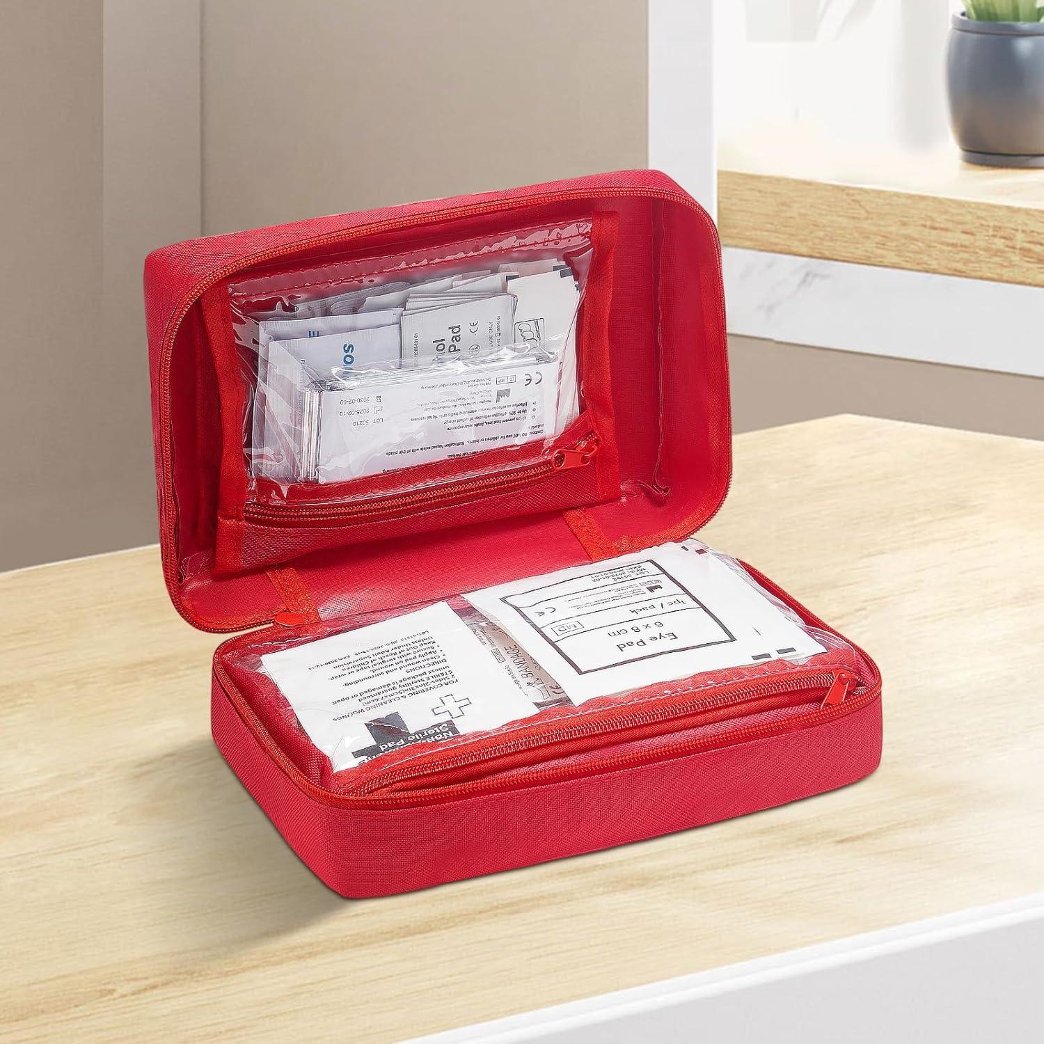 imageVEVOR First Aid Kit 500 Pieces 600D Nylon Large Survival First Aid Bag Emergency Medical Supplies for Home Car Office Travel Camping Truck Hiking Sports Vehicle and Outdoor EmergenciesRed