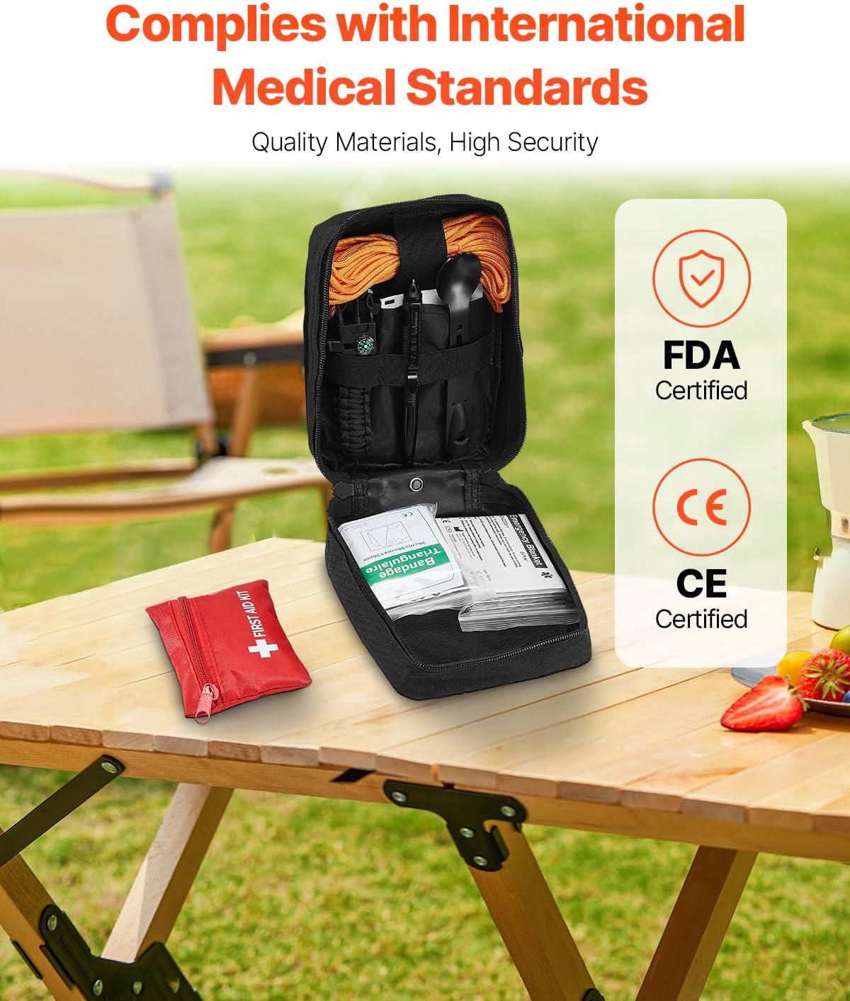 imageVEVOR First Aid Kit 500 Pieces 600D Nylon Large Survival First Aid Bag Emergency Medical Supplies for Home Car Office Travel Camping Truck Hiking Sports Vehicle and Outdoor EmergenciesBlack