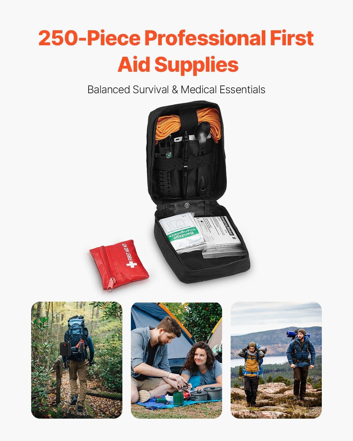 imageVEVOR First Aid Kit 500 Pieces 600D Nylon Large Survival First Aid Bag Emergency Medical Supplies for Home Car Office Travel Camping Truck Hiking Sports Vehicle and Outdoor EmergenciesBlack