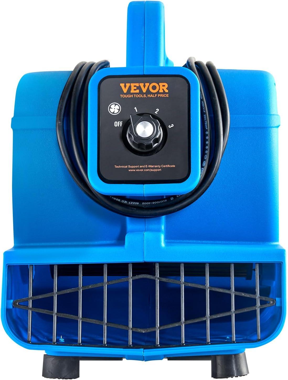 imageVEVOR Floor Blower 1560 RPM 4000 CFM Air Mover for Drying and Cooling Portable Carpet Dryer Fan with 3 Blowing Angles Timer 3Speeds Adjustment for Janitorial Home Commercial Use136 x 98 x 126 inch