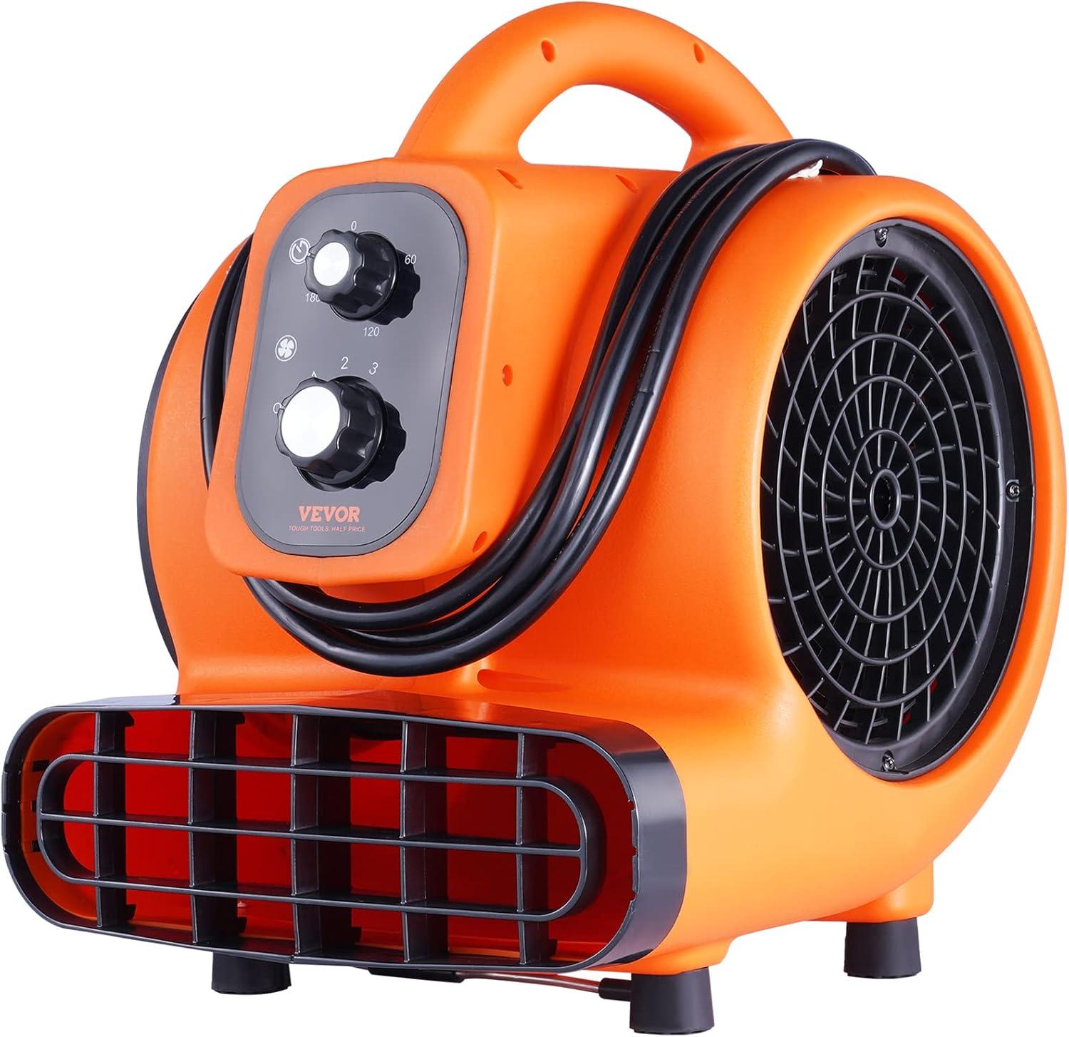 imageVEVOR Floor Blower 1560 RPM 4000 CFM Air Mover for Drying and Cooling Portable Carpet Dryer Fan with 3 Blowing Angles Timer 3Speeds Adjustment for Janitorial Home Commercial Use1000 CFM