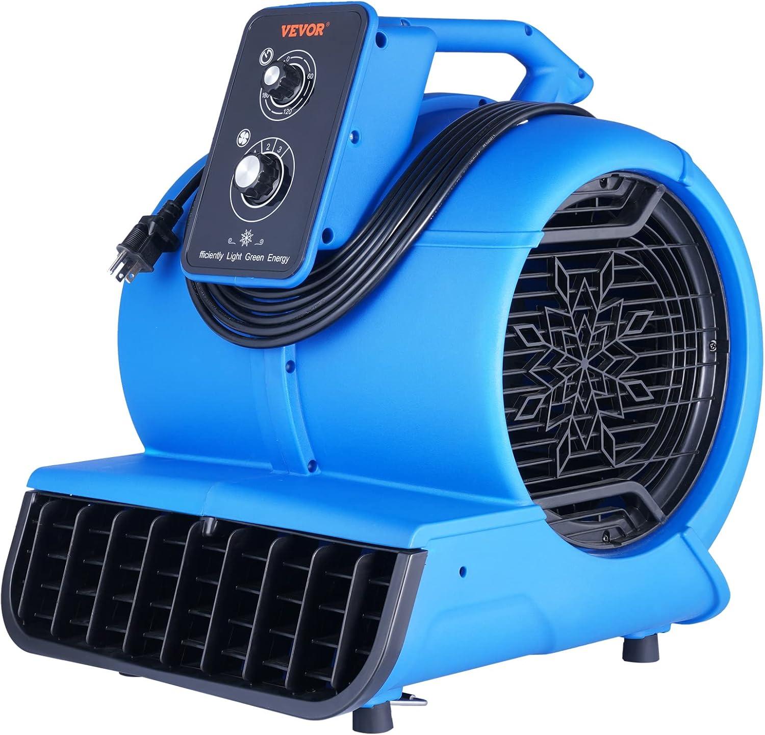 imageVEVOR Floor Blower 1560 RPM 4000 CFM Air Mover for Drying and Cooling Portable Carpet Dryer Fan with 3 Blowing Angles Timer 3Speeds Adjustment for Janitorial Home Commercial Use2600 CFM
