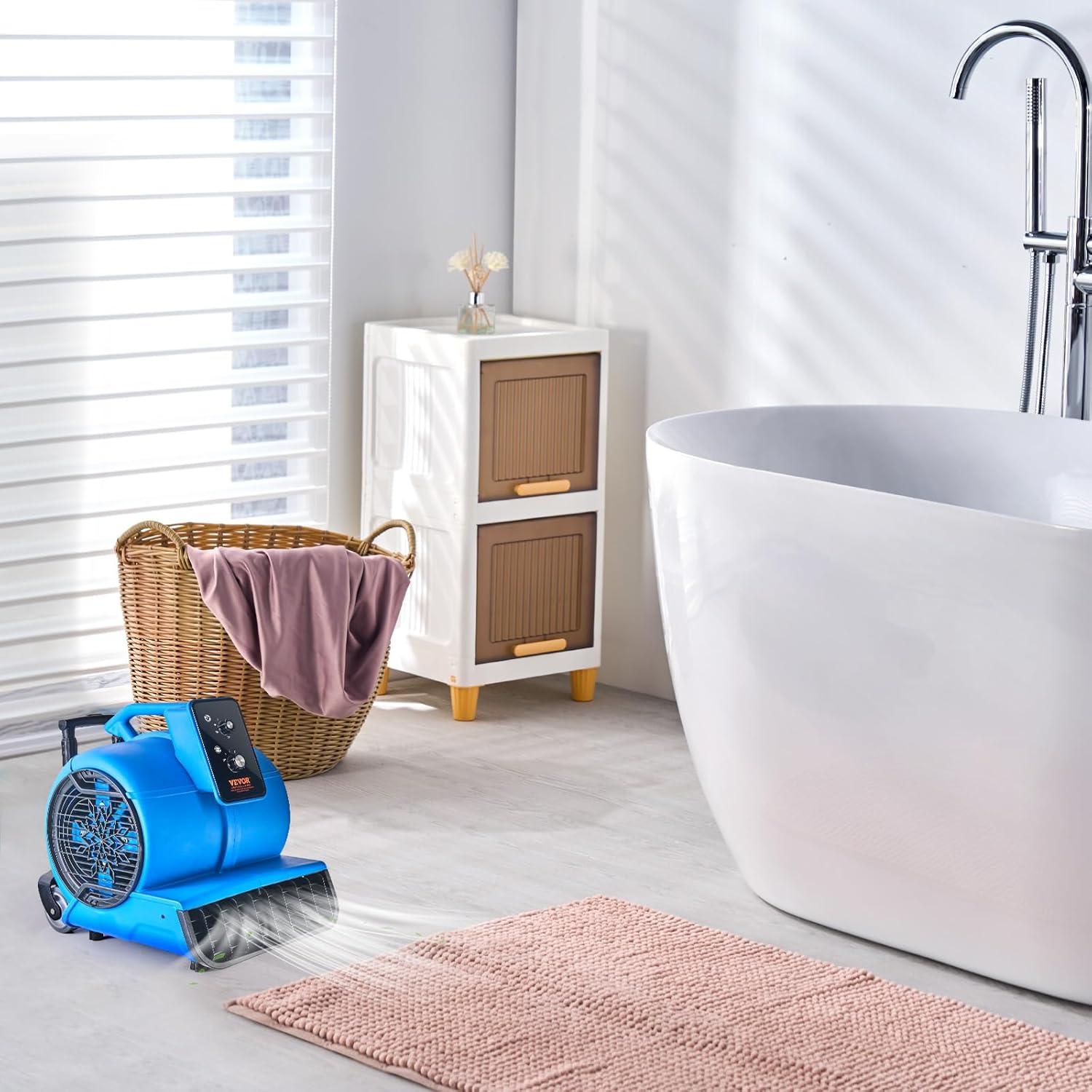 imageVEVOR Floor Blower 1560 RPM 4000 CFM Air Mover for Drying and Cooling Portable Carpet Dryer Fan with 3 Blowing Angles Timer 3Speeds Adjustment for Janitorial Home Commercial Use490 x 400 x 480 mm