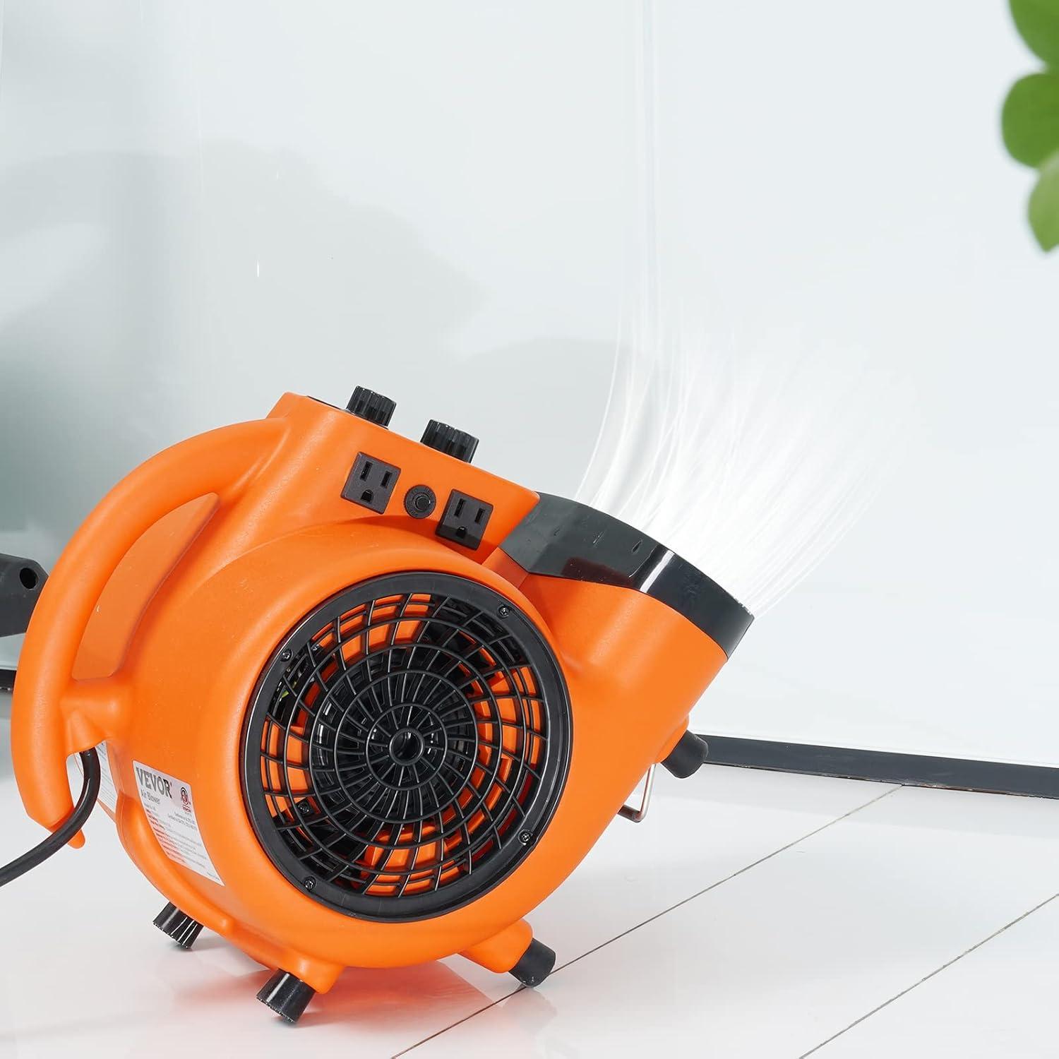 imageVEVOR Floor Blower 1560 RPM 4000 CFM Air Mover for Drying and Cooling Portable Carpet Dryer Fan with 3 Blowing Angles Timer 3Speeds Adjustment for Janitorial Home Commercial Use1000 CFM