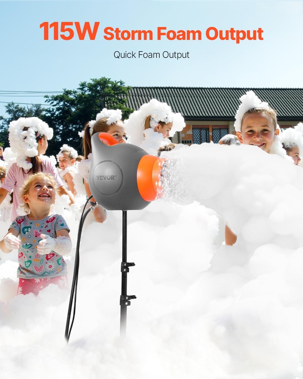 imageVEVOR Foam Machine 115 W Party Foam Cannon Portable Foam Maker with a Tripod Stand Powerful Foam Party Machine for Backyard Pool Outdoor Events Birthdays Celebrations and Party Grey ampamp YellowOrange