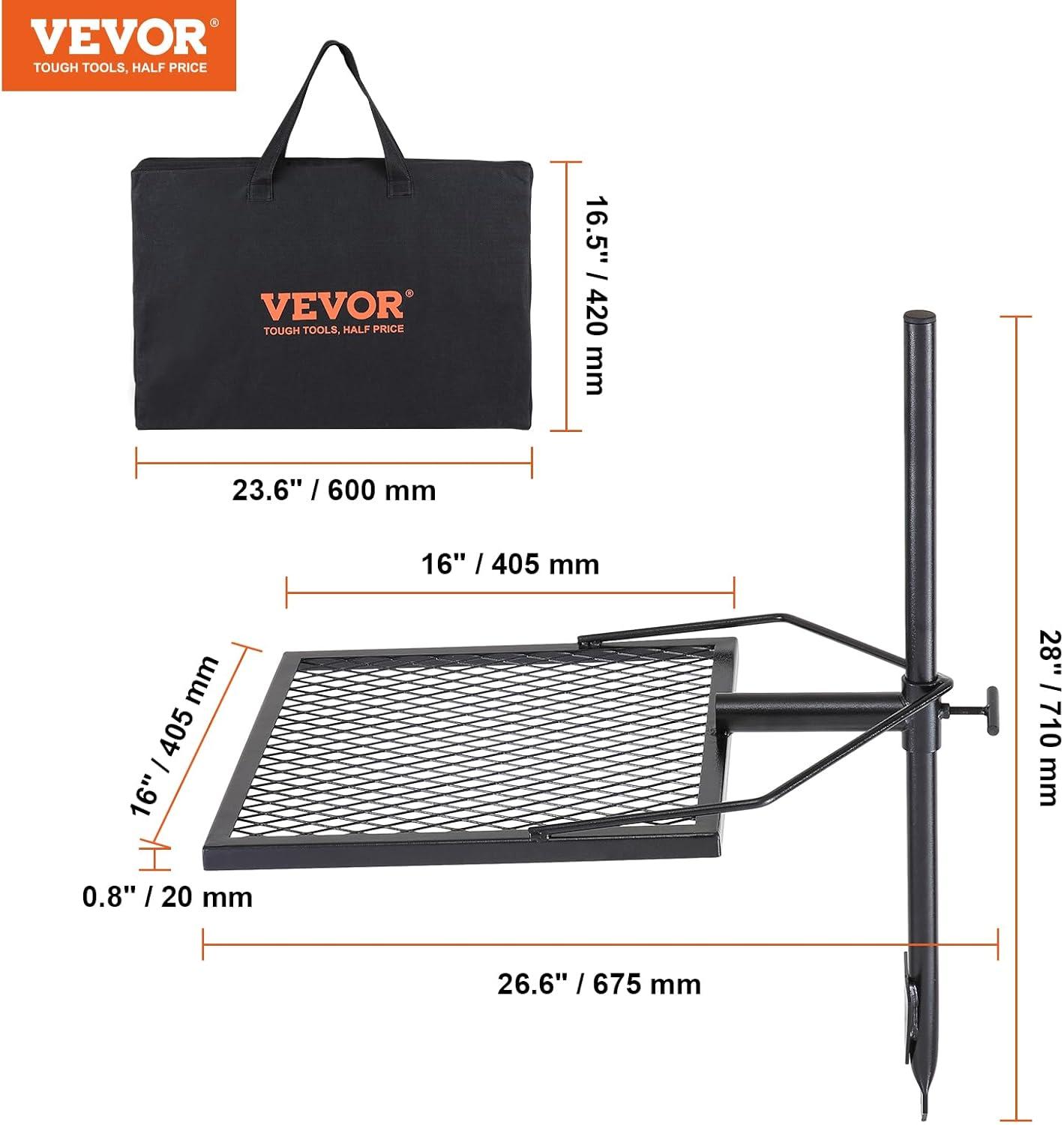 imageVEVOR Folding Campfire Grill Heavy Duty Steel Mesh Grate 224quot Portable Camping Grates Over Fire Pit Camp Fire Cooking Equipment with Legs Carrying Bag Grilling Rack for Outdoor Open Flame Cooking1616 inch