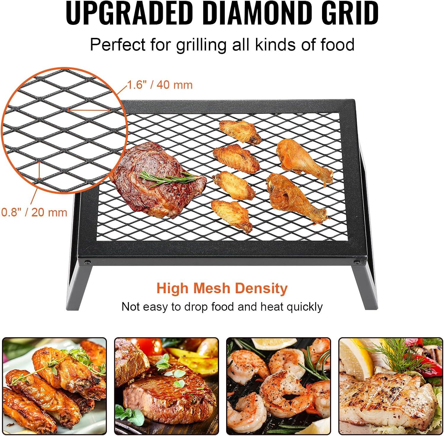imageVEVOR Folding Campfire Grill Heavy Duty Steel Mesh Grate 224quot Portable Camping Grates Over Fire Pit Camp Fire Cooking Equipment with Legs Carrying Bag Grilling Rack for Outdoor Open Flame Cooking181212 inch