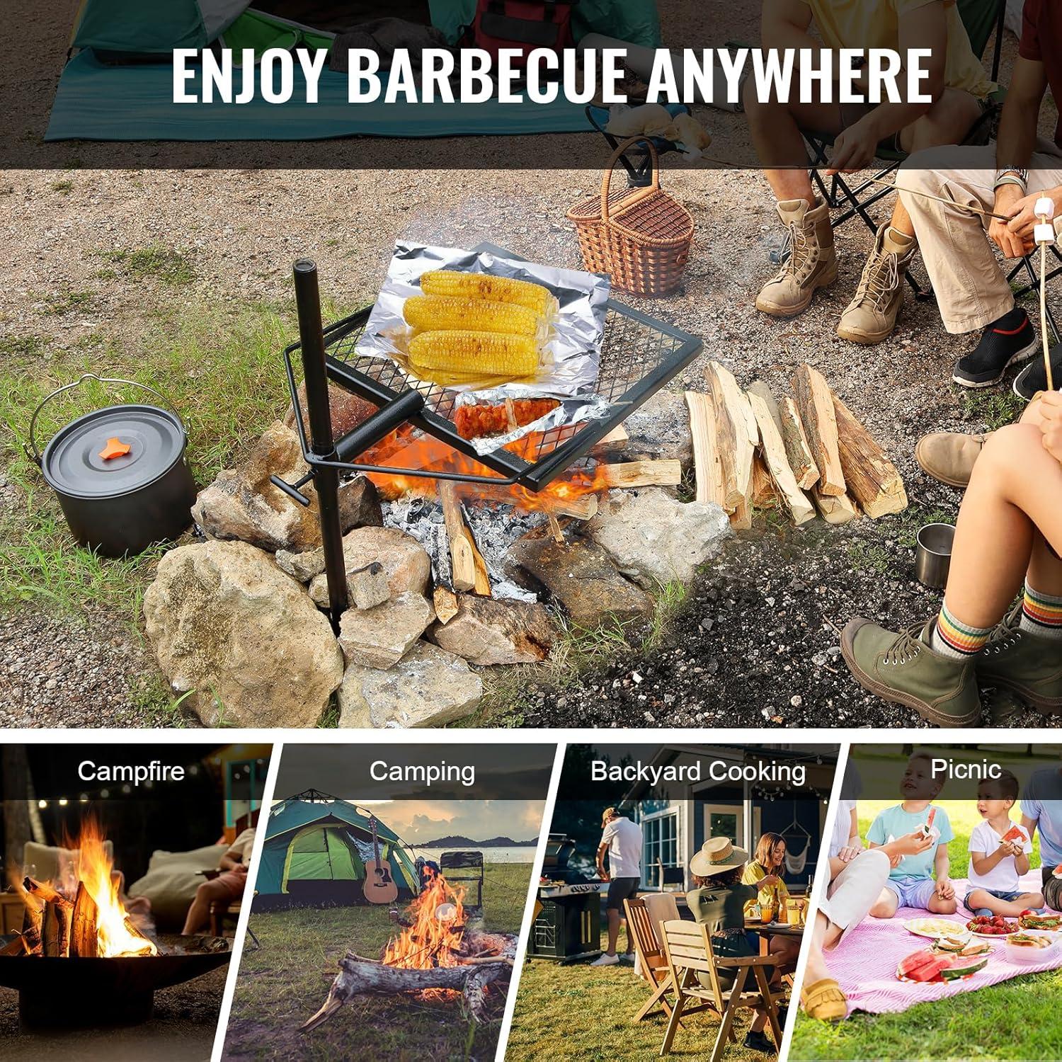 imageVEVOR Folding Campfire Grill Heavy Duty Steel Mesh Grate 224quot Portable Camping Grates Over Fire Pit Camp Fire Cooking Equipment with Legs Carrying Bag Grilling Rack for Outdoor Open Flame Cooking1616 inch