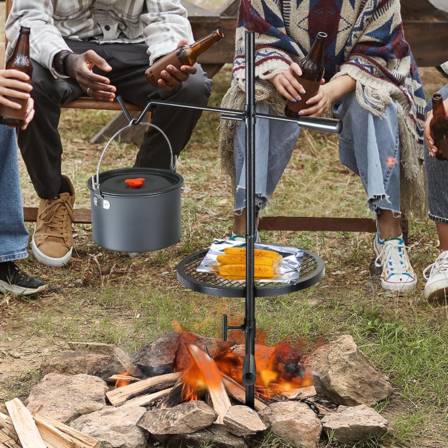 imageVEVOR Folding Campfire Grill Heavy Duty Steel Mesh Grate 224quot Portable Camping Grates Over Fire Pit Camp Fire Cooking Equipment with Legs Carrying Bag Grilling Rack for Outdoor Open Flame Cooking1414 inch