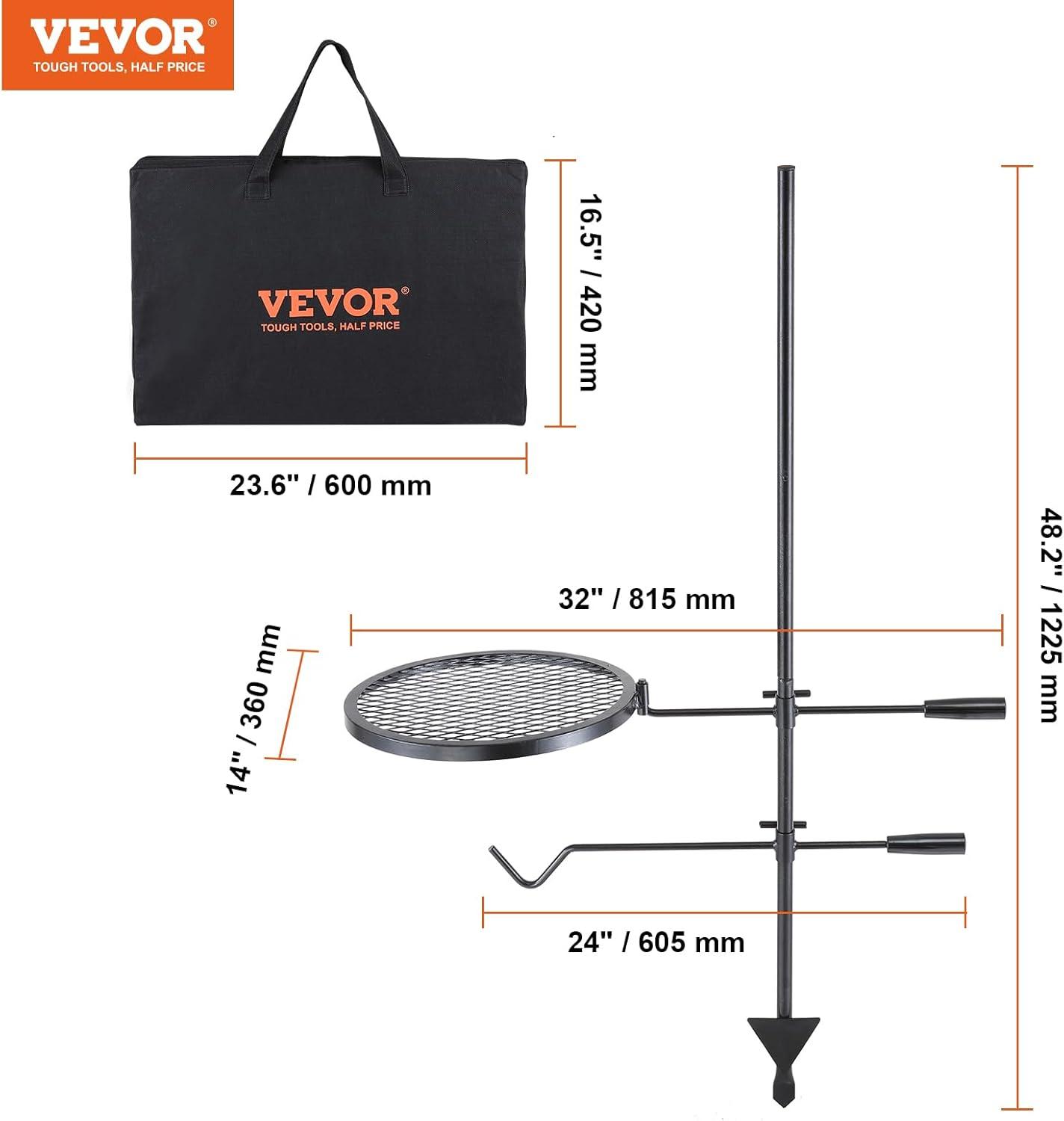 imageVEVOR Folding Campfire Grill Heavy Duty Steel Mesh Grate 224quot Portable Camping Grates Over Fire Pit Camp Fire Cooking Equipment with Legs Carrying Bag Grilling Rack for Outdoor Open Flame Cooking1414 inch