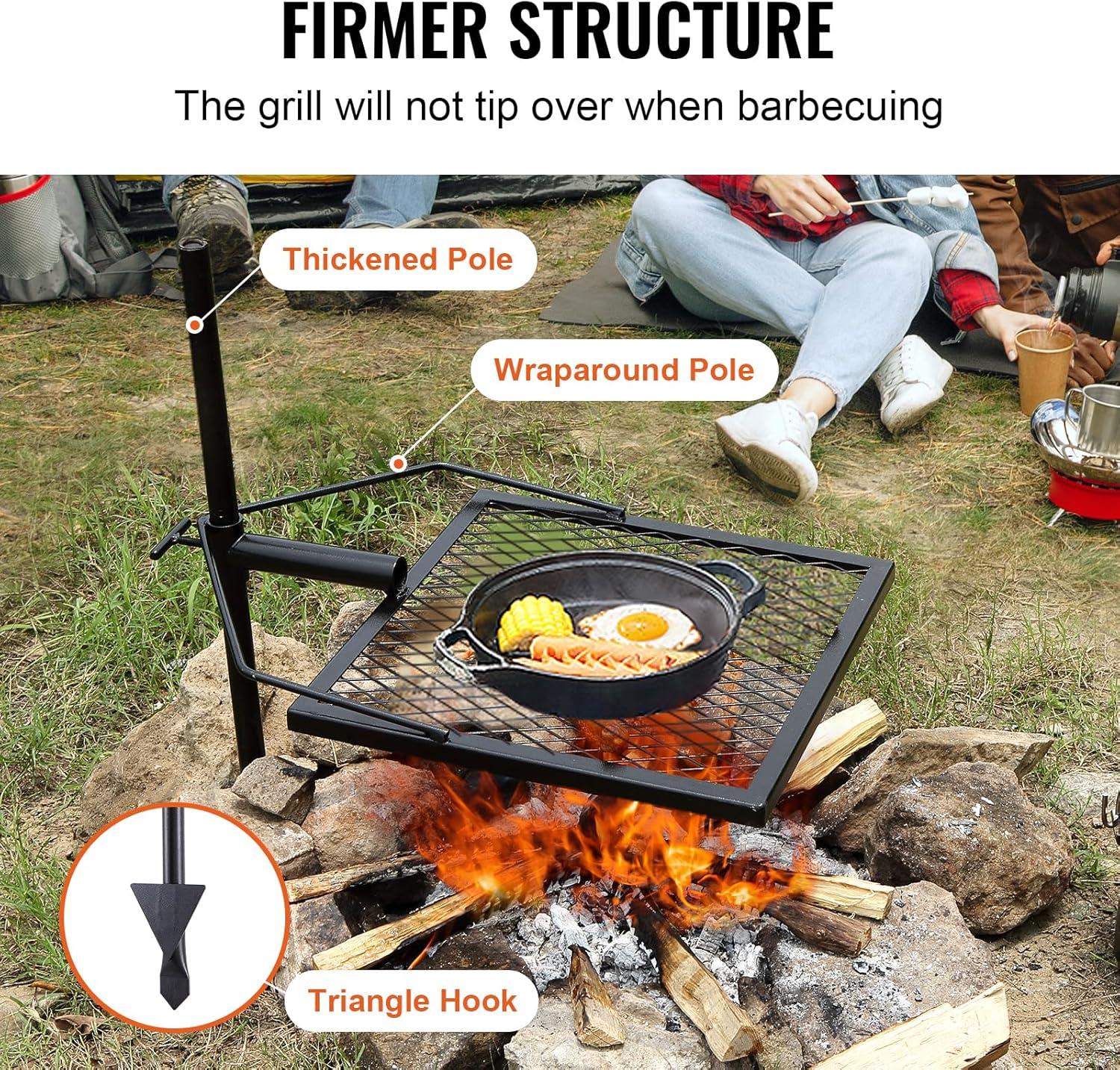 imageVEVOR Folding Campfire Grill Heavy Duty Steel Mesh Grate 224quot Portable Camping Grates Over Fire Pit Camp Fire Cooking Equipment with Legs Carrying Bag Grilling Rack for Outdoor Open Flame Cooking1616 inch