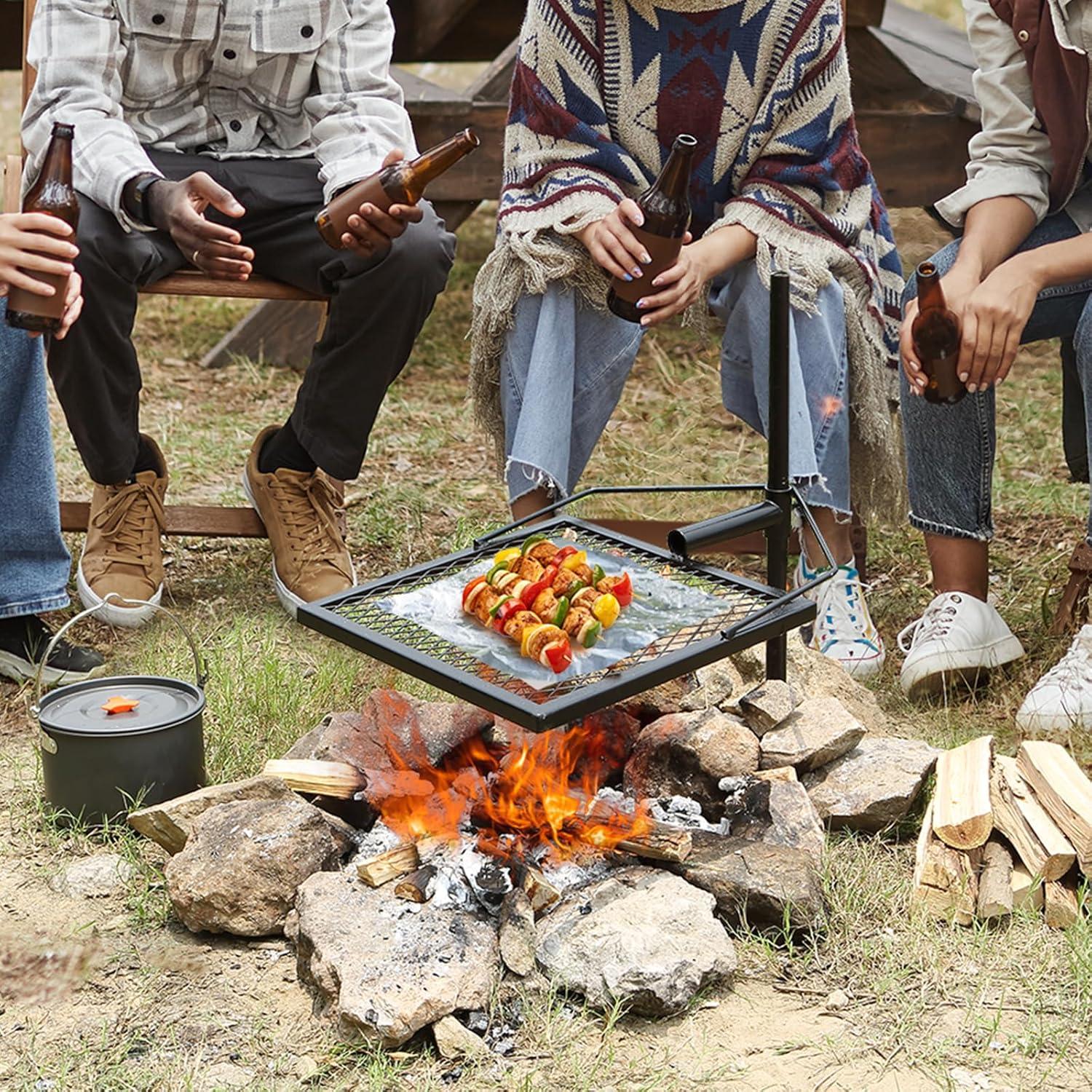 imageVEVOR Folding Campfire Grill Heavy Duty Steel Mesh Grate 224quot Portable Camping Grates Over Fire Pit Camp Fire Cooking Equipment with Legs Carrying Bag Grilling Rack for Outdoor Open Flame Cooking1616 inch